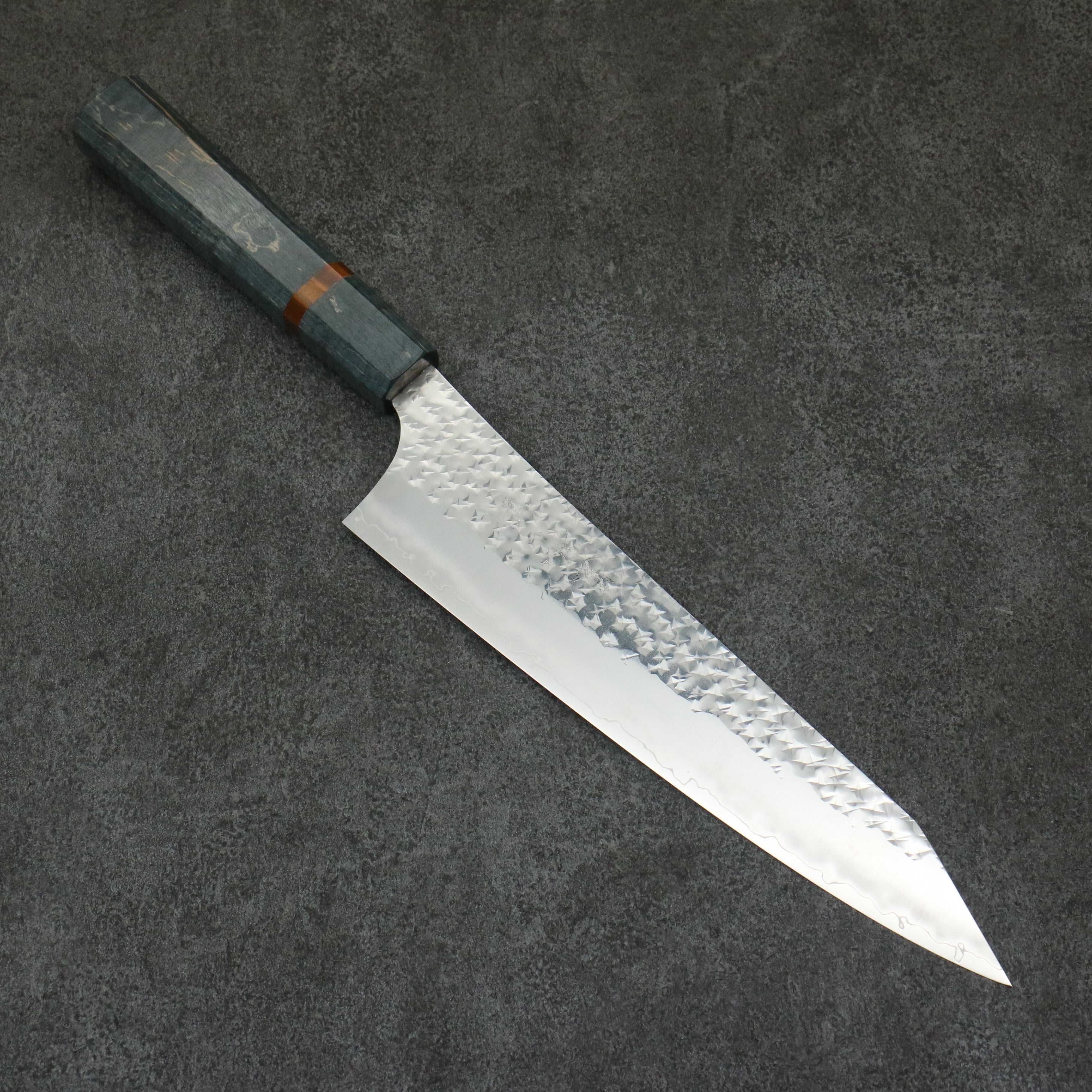 Yu Kurosaki Senko Ei SG2 Hammered Gyuto 210mm Stabilized wood (With Acrylic Ring) Handle - Seisuke Knife