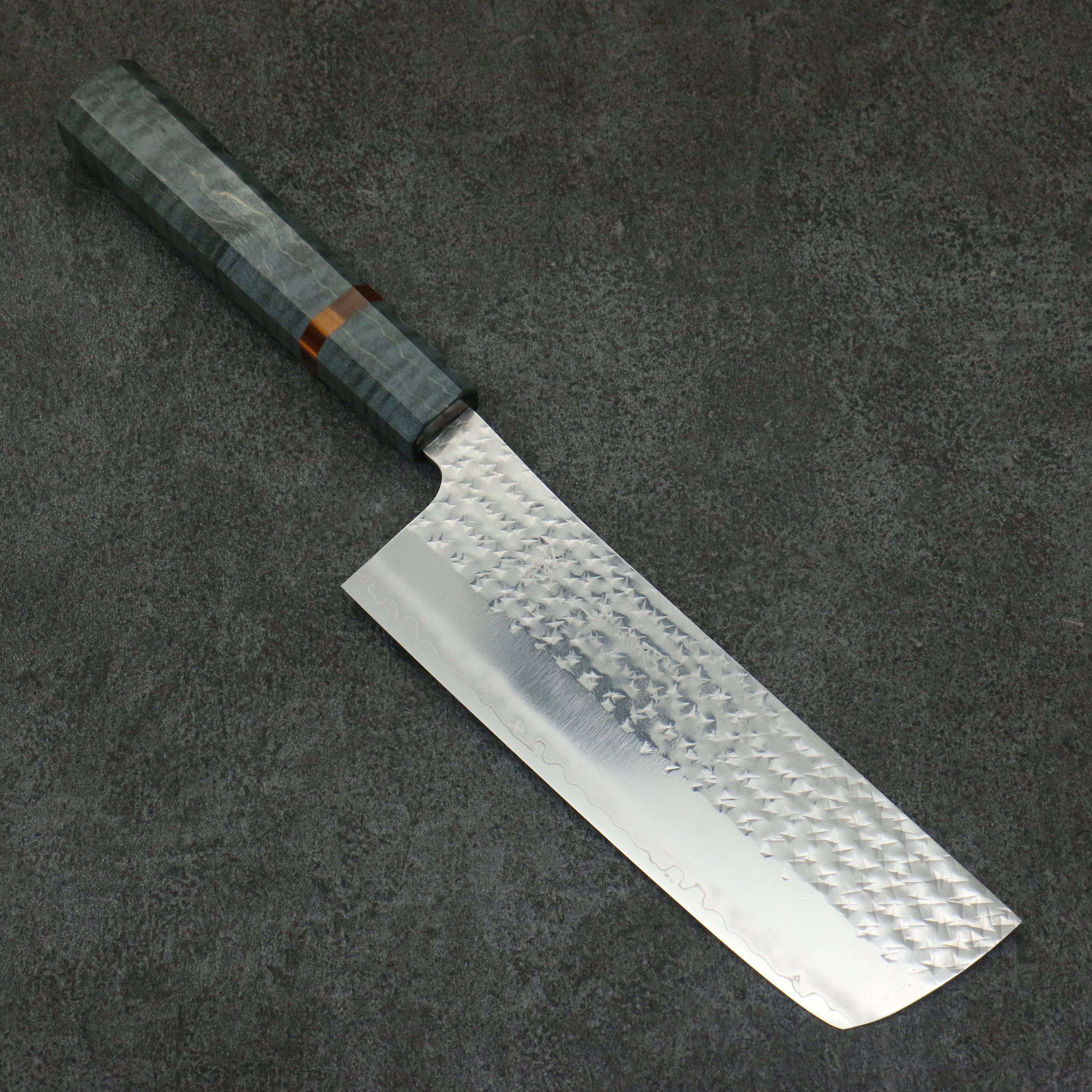 Yu Kurosaki Senko Ei SG2 Hammered Nakiri 165mm Stabilized wood (With Acrylic Ring) Handle - Seisuke Knife
