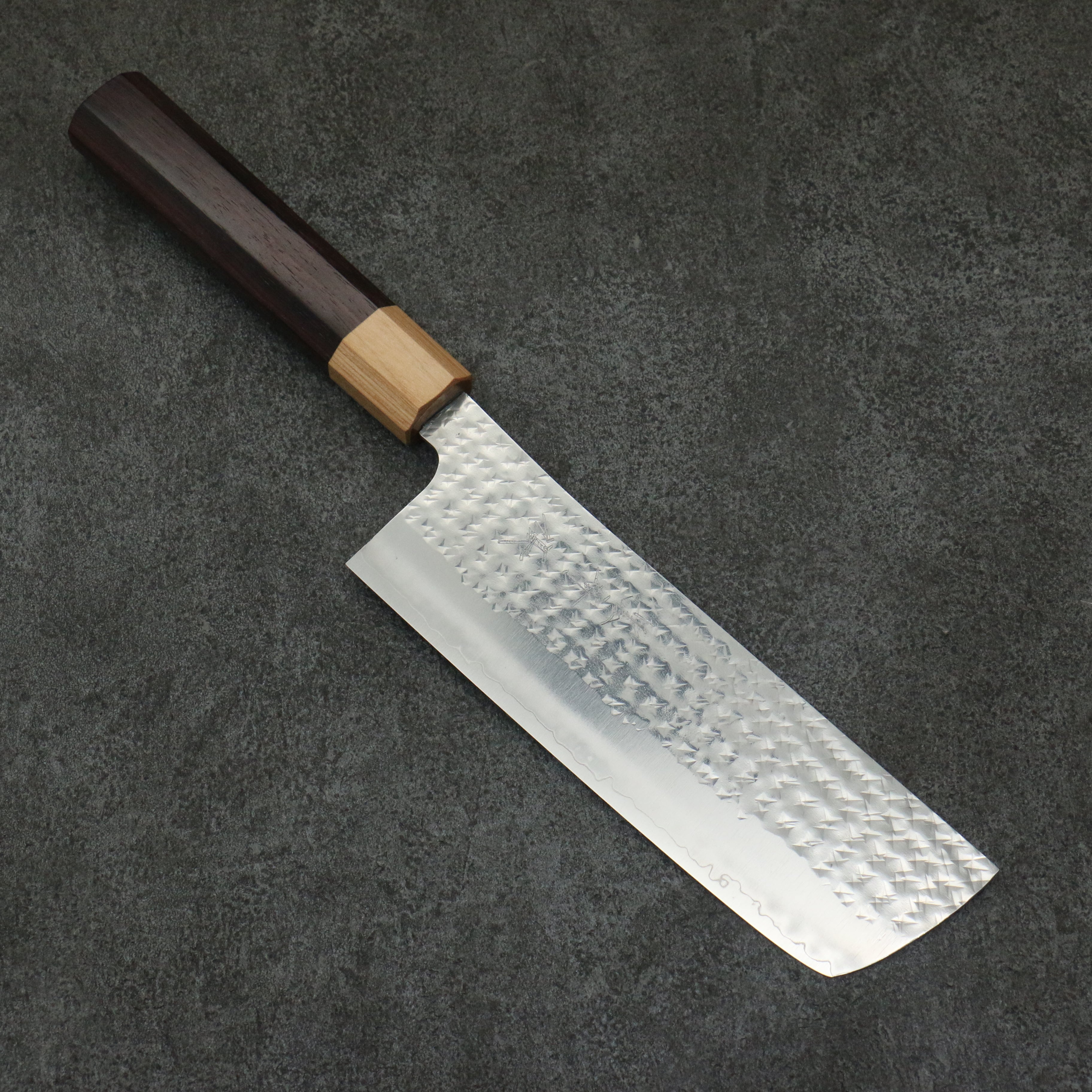 Yu Kurosaki Senko Ei SG2 Hammered Nakiri 165mm Shitan (ferrule: White Pakka wood) Handle - Seisuke Knife