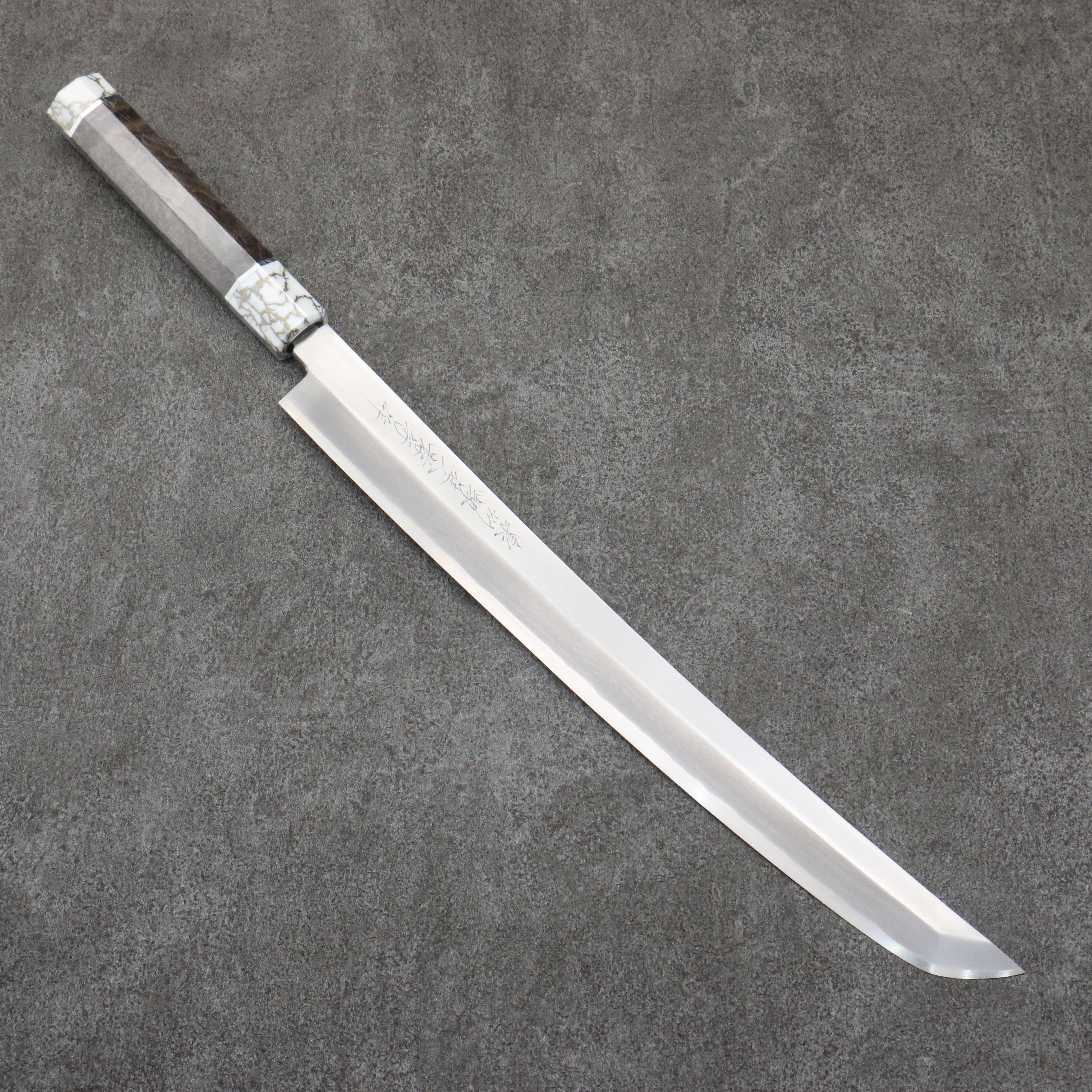 Sakai Takayuki Zangetsu Silver Steel No.3 Sakimaru Yanagiba 330mm Stabilized wood Handle with Sheath - Seisuke Knife