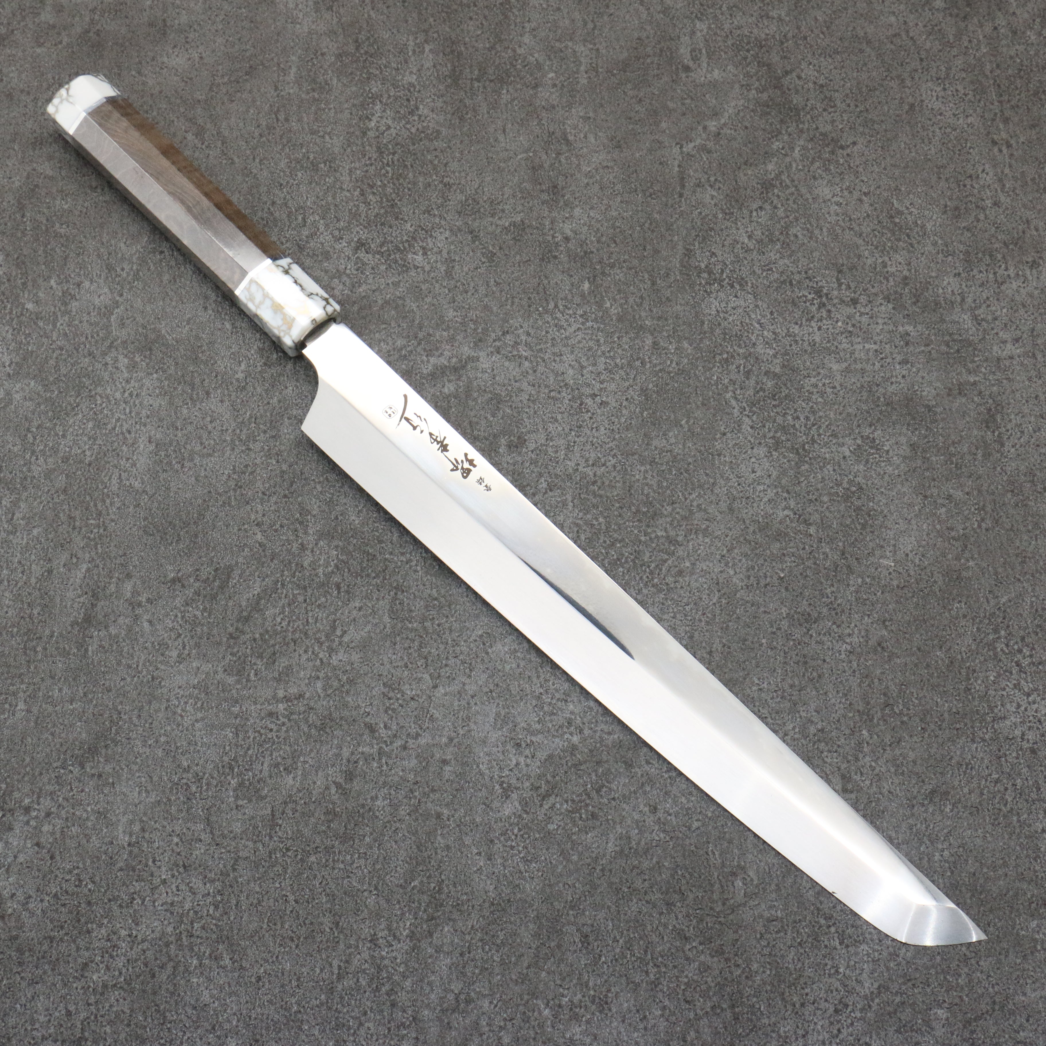 Sakai Takayuki Ginryu Honyaki Swedish Steel Mirrored Finish Sakimaru Yanagiba 300mm Stabilized wood Handle with Sheath - Seisuke Knife