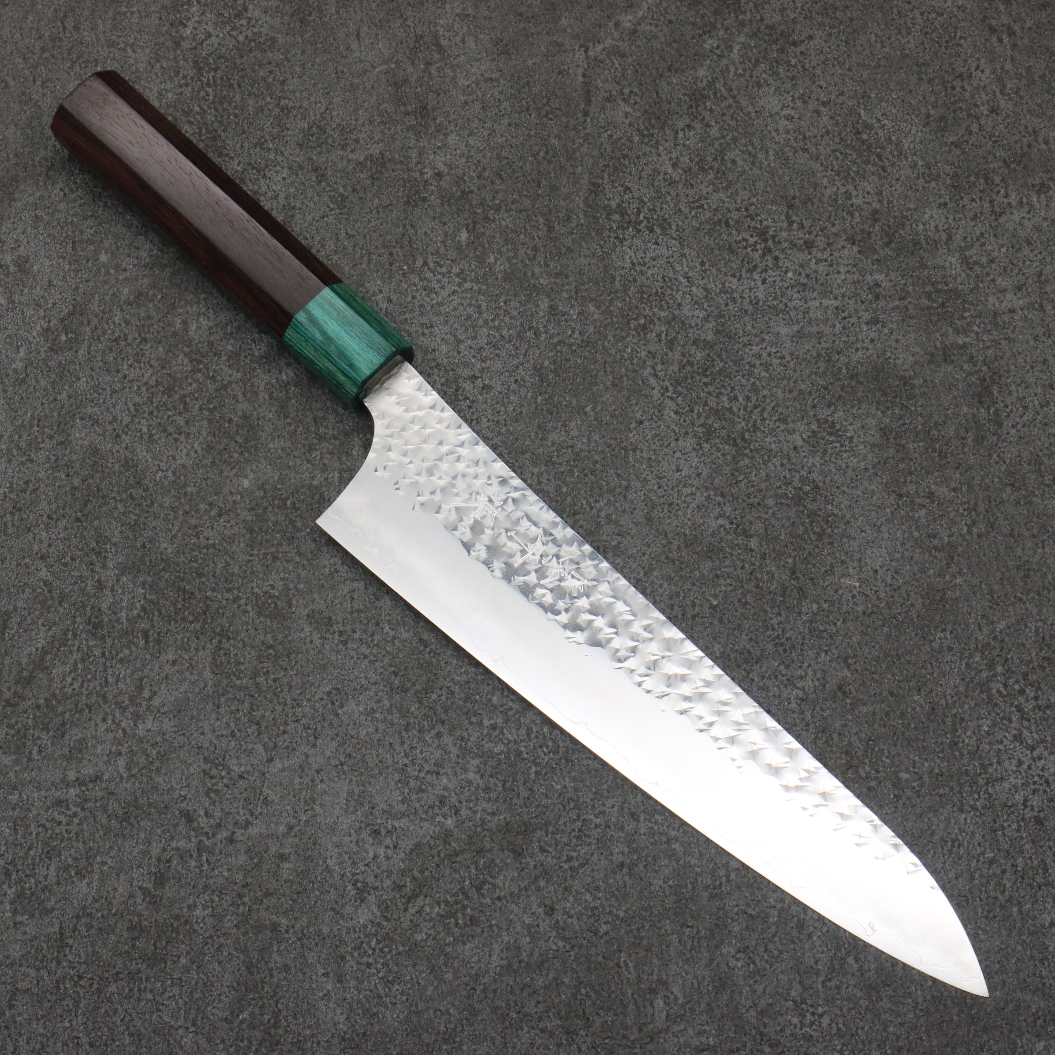 Yu Kurosaki Senko Ryu SG2 Hammered Gyuto 210mm Shitan (ferrule: Green Pakka wood) Handle - Seisuke Knife