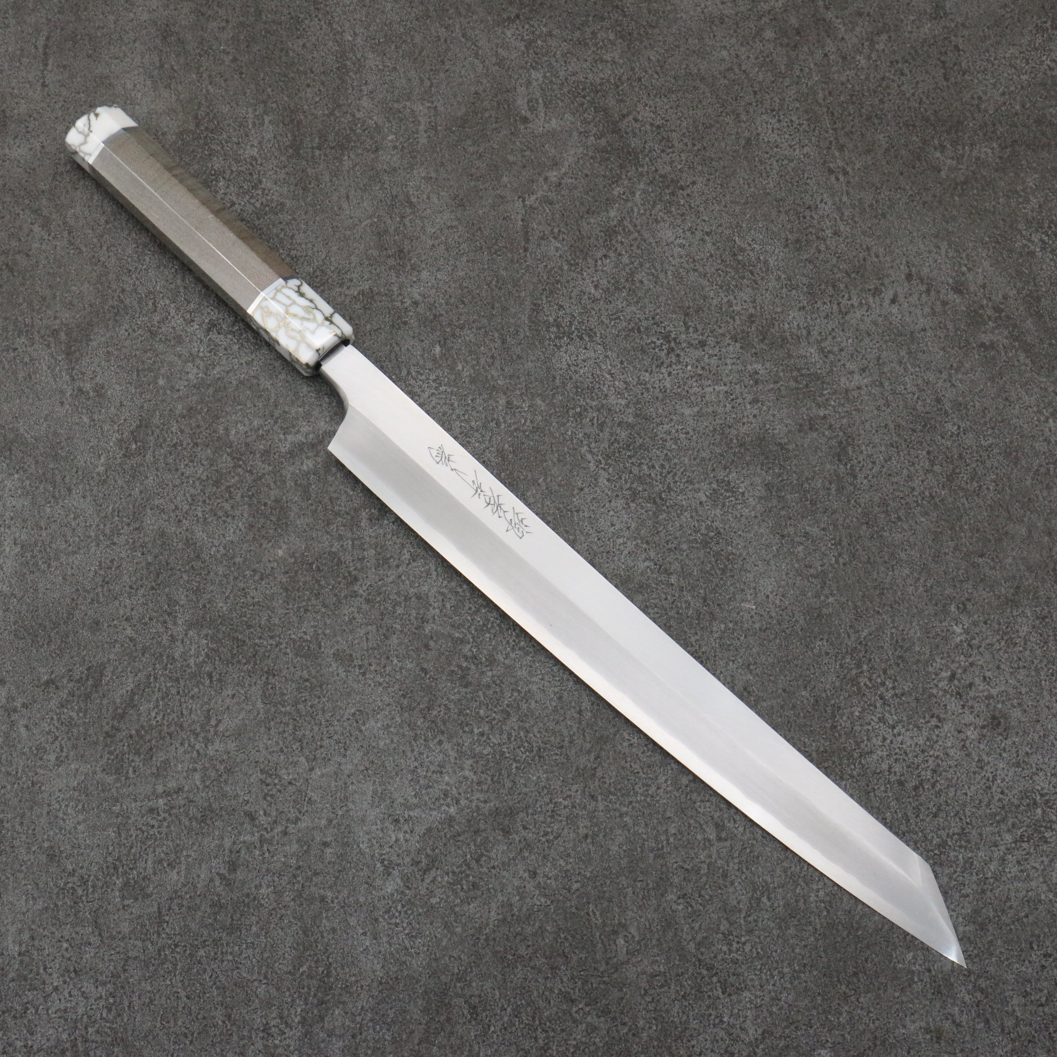 Sakai Takayuki Chef Series Hien Silver Steel No.3 Kiritsuke Yanagiba 300mm Stabilized wood (White Ferrule and End Cap) Handle with Sheath - Seisuke Knife
