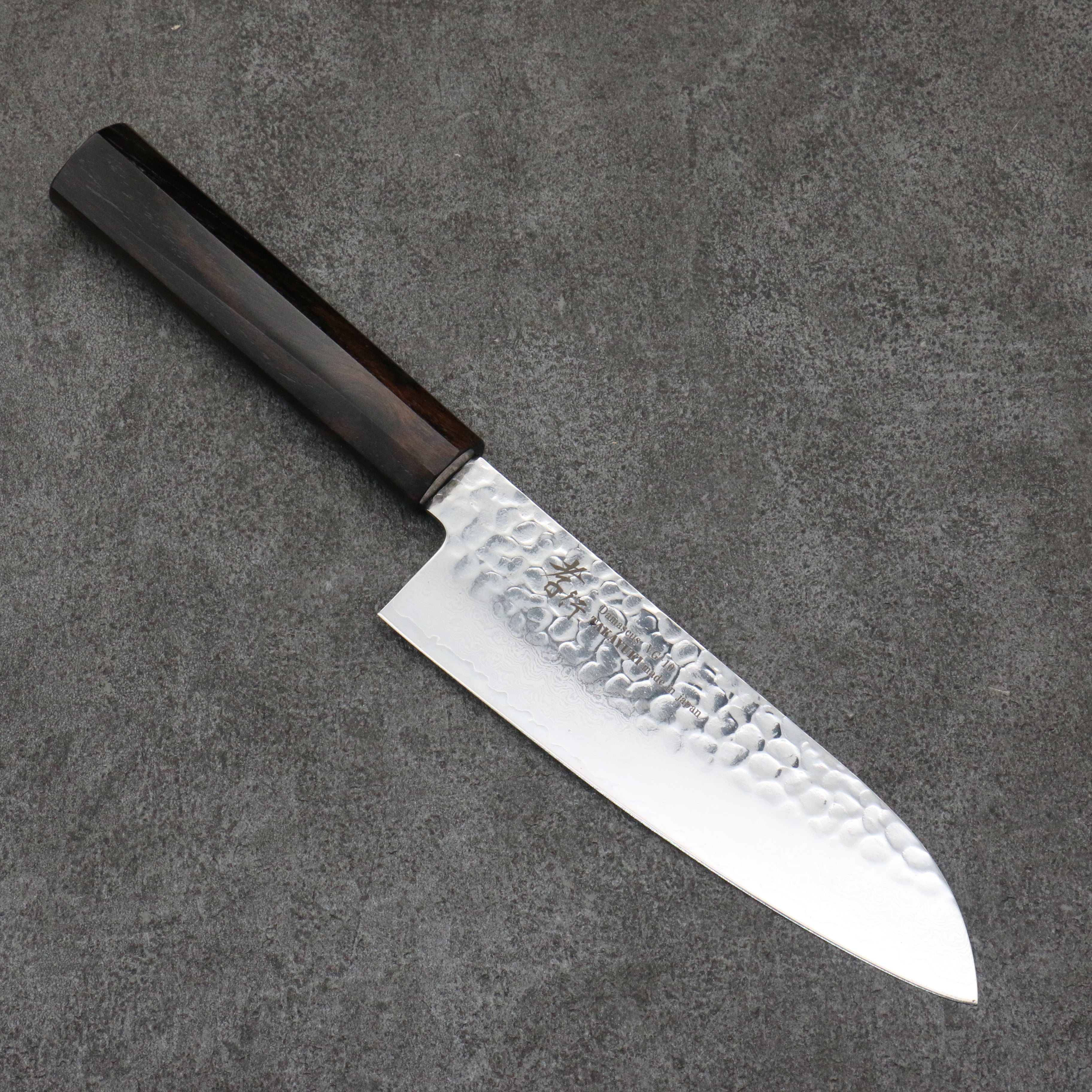 Sakai Takayuki VG10 33 Layer Damascus Santoku 170mm Ebony(6 sided teardrop) Handle - Seisuke Knife