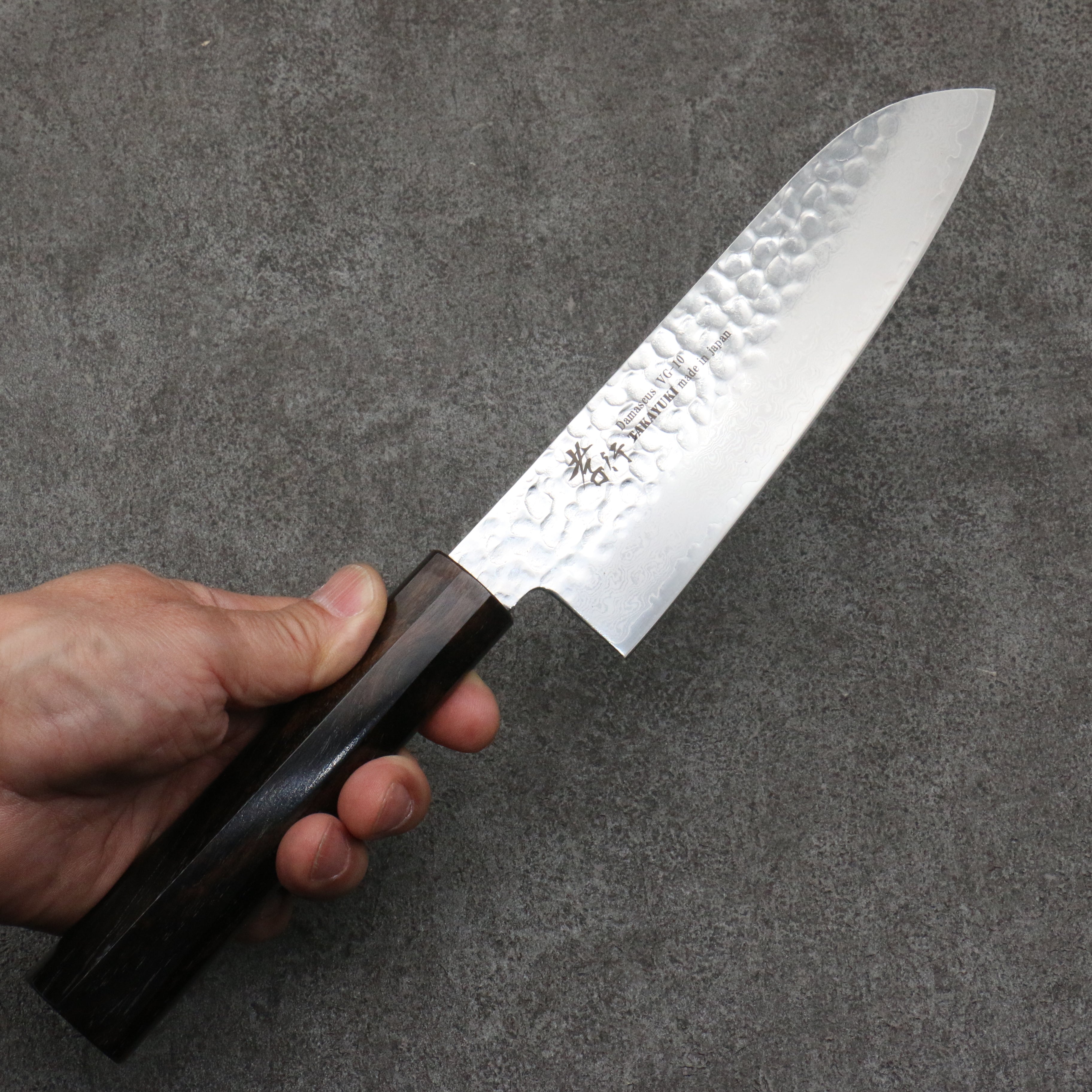 Sakai Takayuki VG10 33 Layer Damascus Santoku 170mm Ebony(6 sided teardrop) Handle - Seisuke Knife