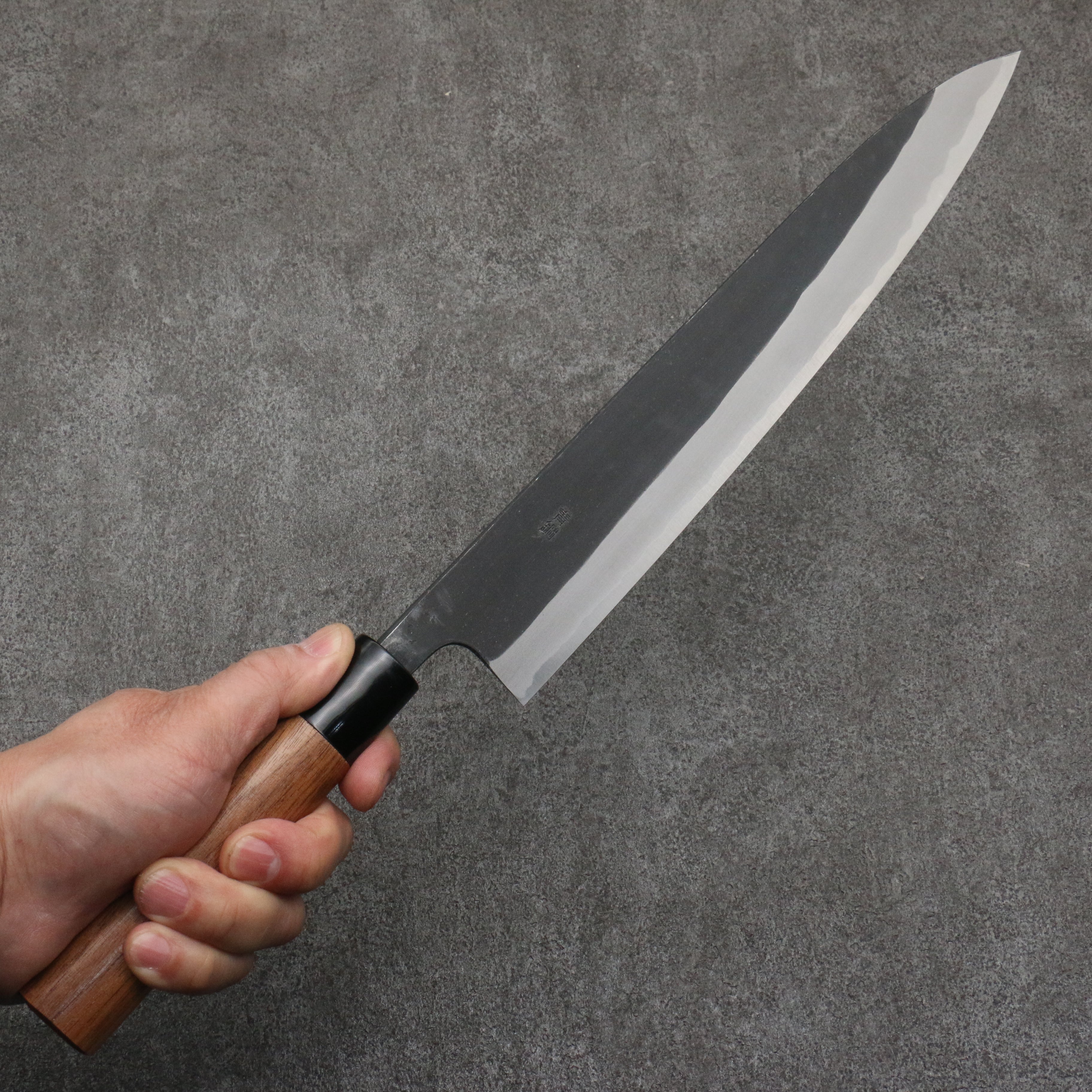 Nao Yamamoto Blue Steel Kurouchi Sujihiki 270mm Walnut Handle - Seisuke Knife