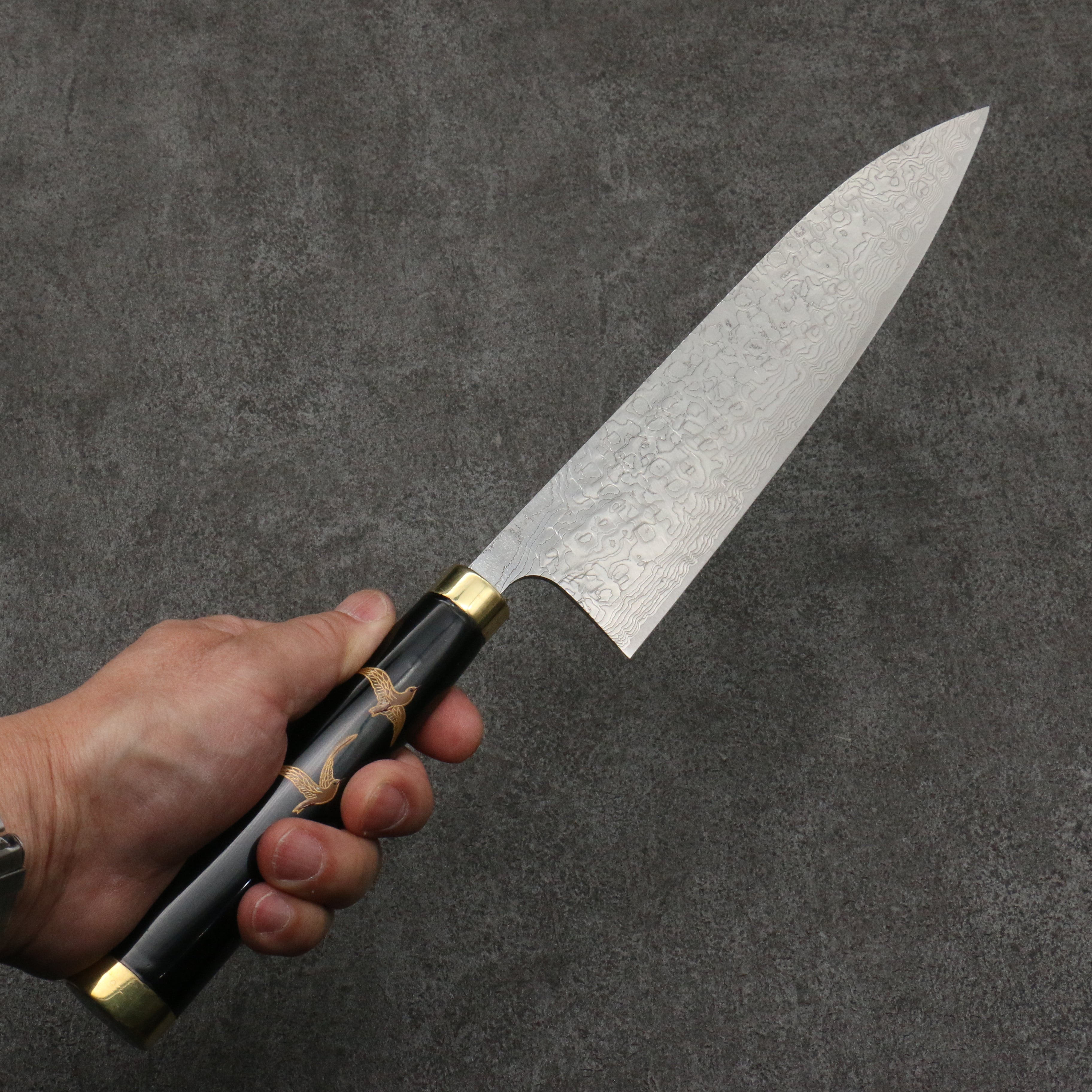 Takeshi Saji Maki-e Art Fuji and Waves Sheath SG2 Damascus Diamond Finish Gyuto 210mm Maki-e Art Handle with Sheath - Seisuke Knife