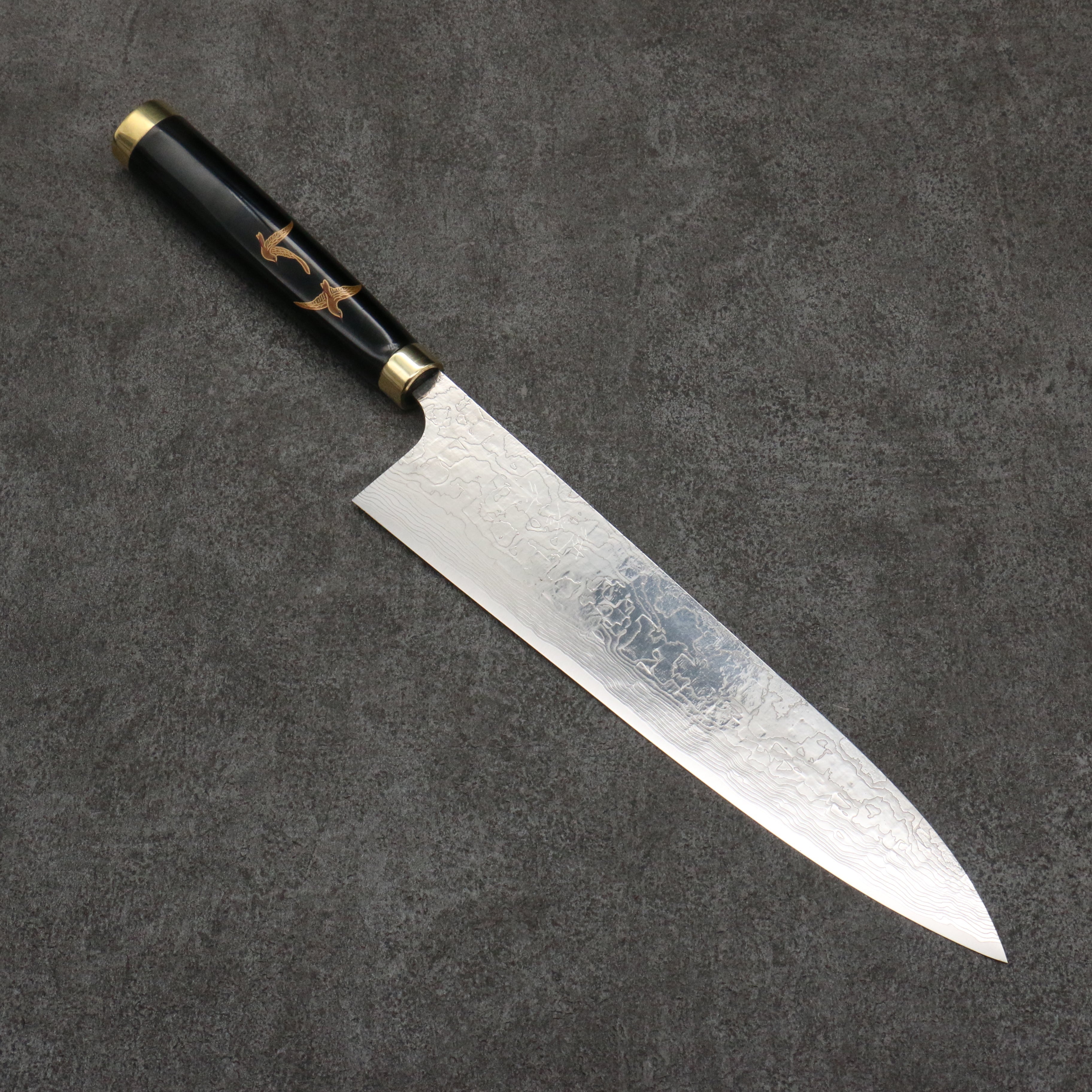 Takeshi Saji Maki-e Art Fuji and Waves Sheath SG2 Damascus Diamond Finish Gyuto 240mm Maki-e Art Handle with Sheath - Seisuke Knife