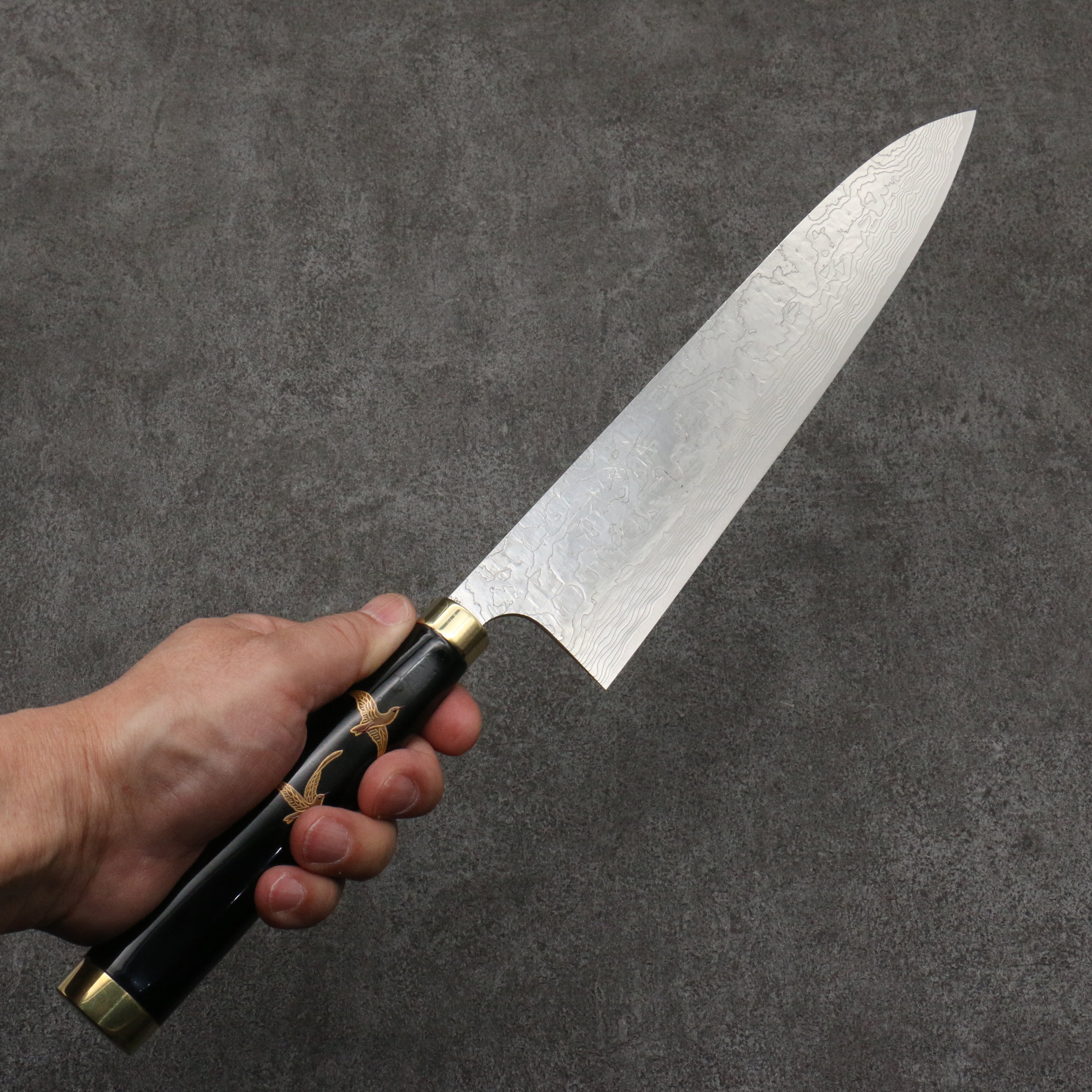 Takeshi Saji Maki-e Art Fuji and Waves Sheath SG2 Damascus Diamond Finish Gyuto 240mm Maki-e Art Handle with Sheath - Seisuke Knife