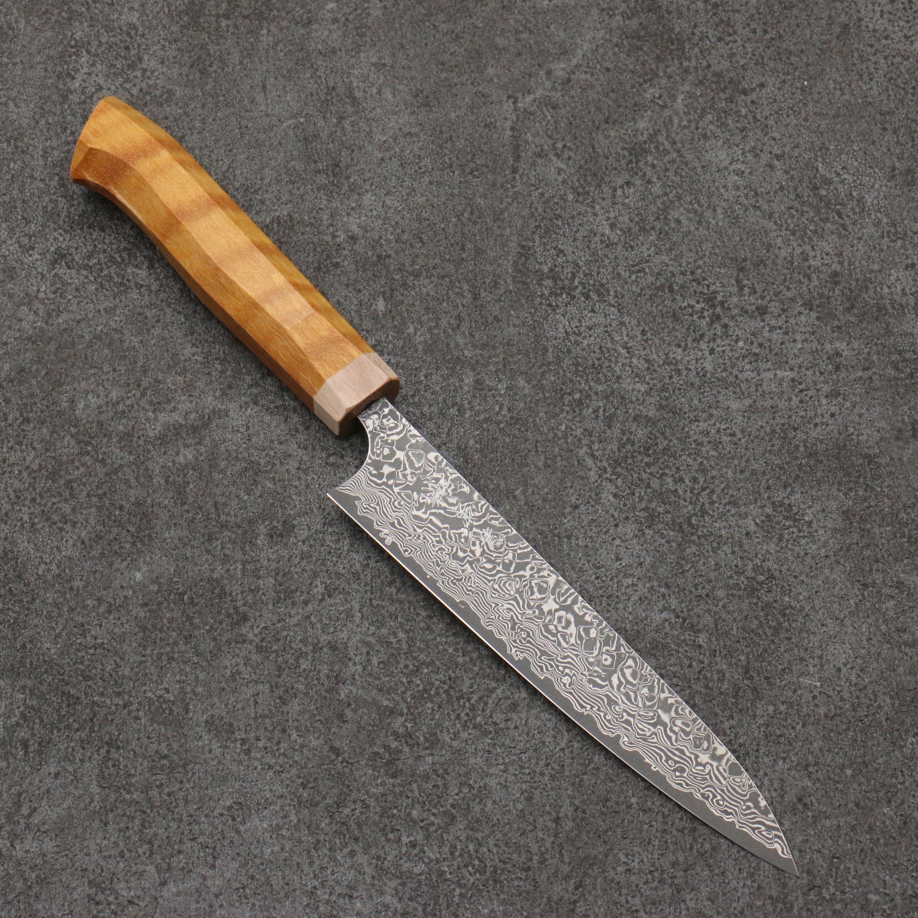 Yoshimi Kato VG10 Black Damascus Petty-Utility 150mm Western style (yellow) Handle - Seisuke Knife