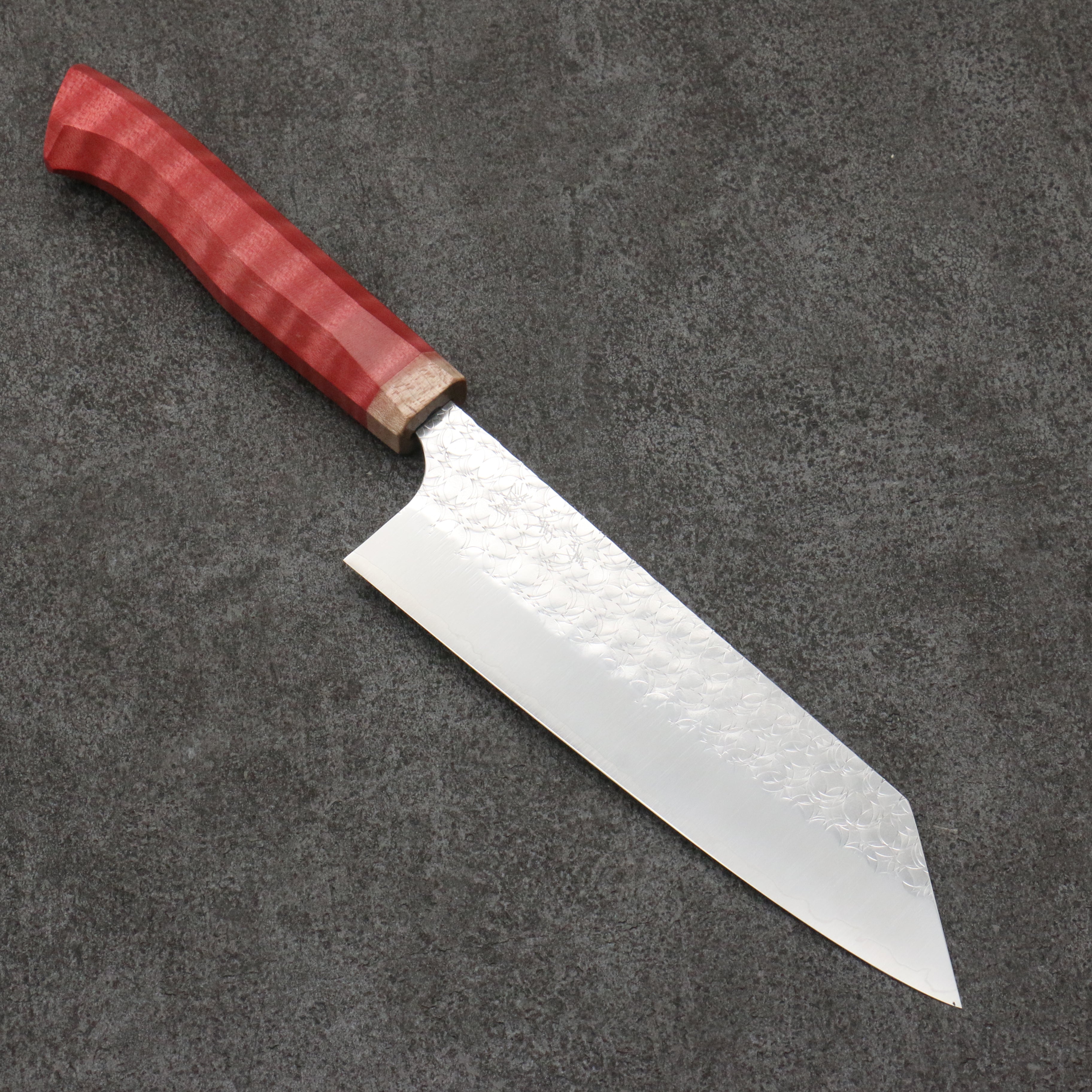 Yoshimi Kato Minamo SG2 Hammered Bunka 170mm Western style (red) Handle - Seisuke Knife