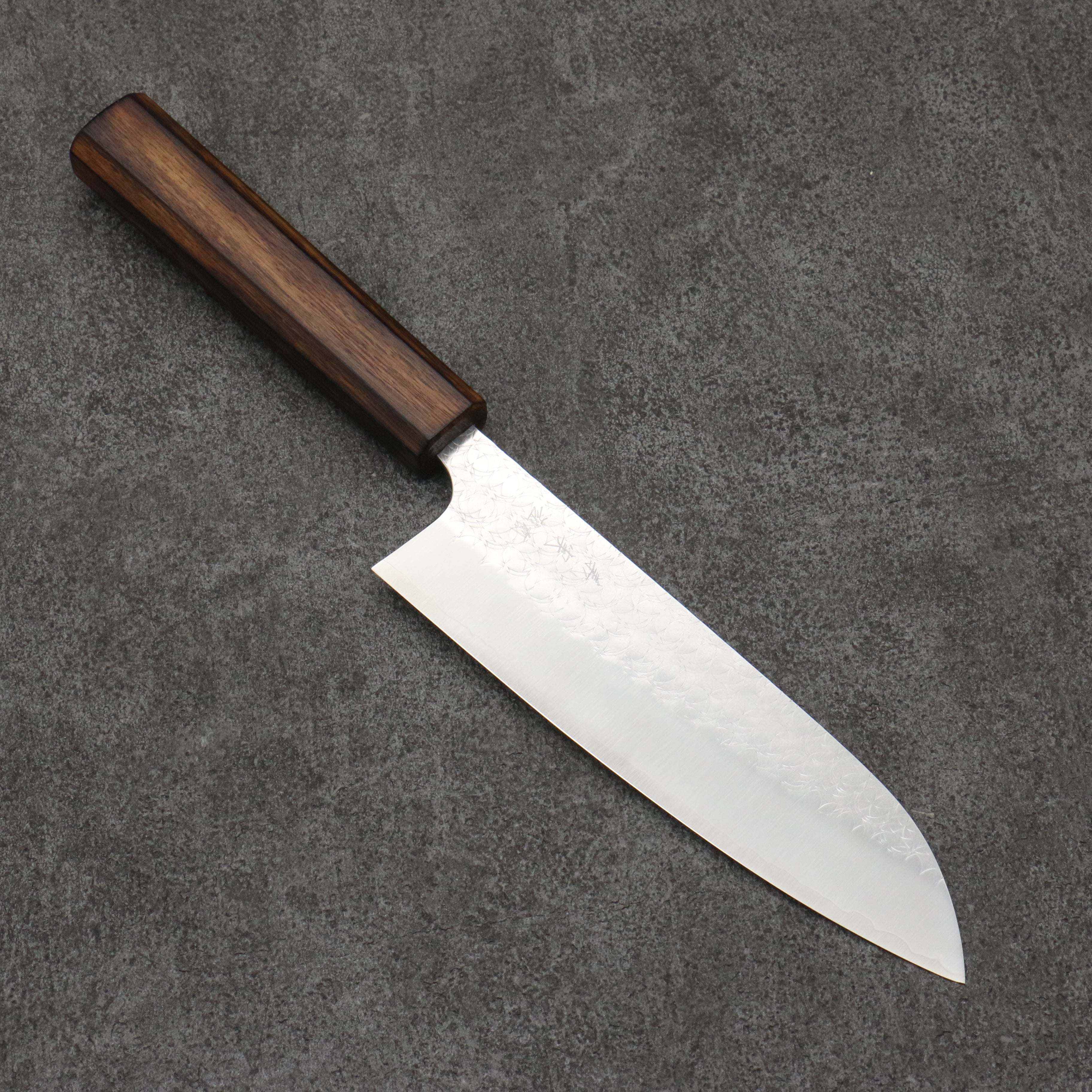 Yoshimi Kato Minamo SG2 Hammered Santoku 165mm Burnt Oak Handle - Seisuke Knife