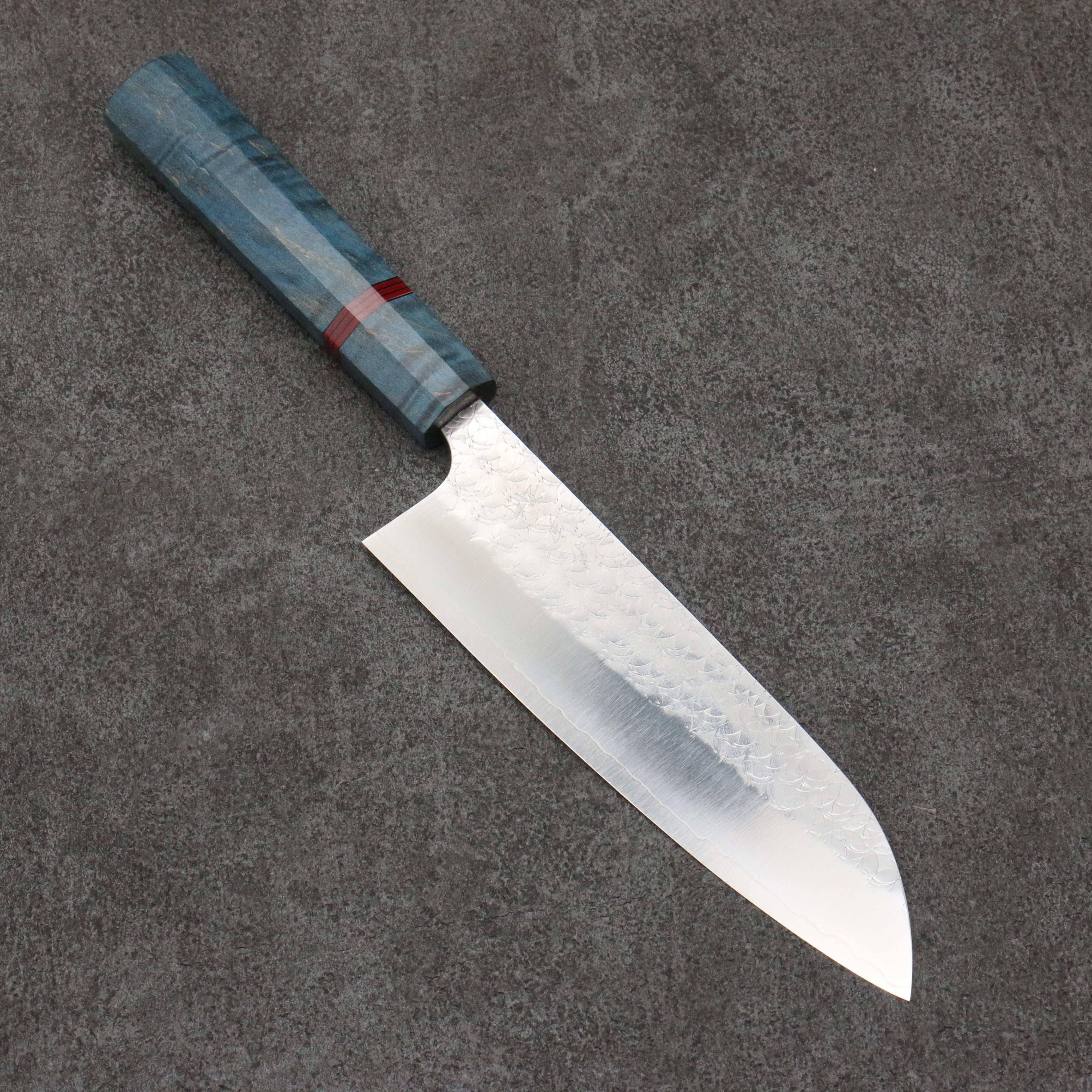 Yoshimi Kato Minamo SG2 Hammered Santoku 165mm Stabilized wood Handle - Seisuke Knife