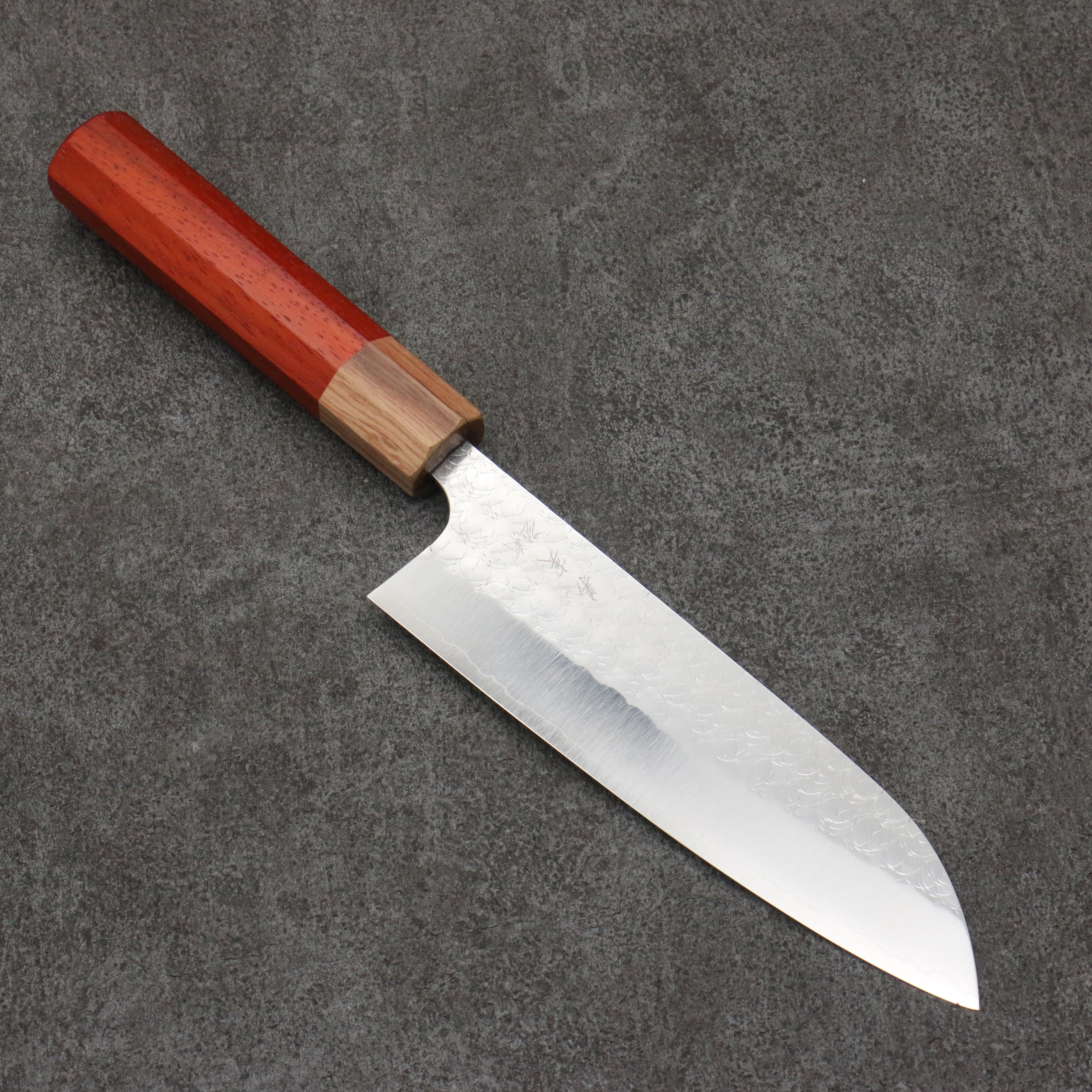 Yoshimi Kato Minamo SG2 Hammered Santoku 165mm Padoauk Handle - Seisuke Knife