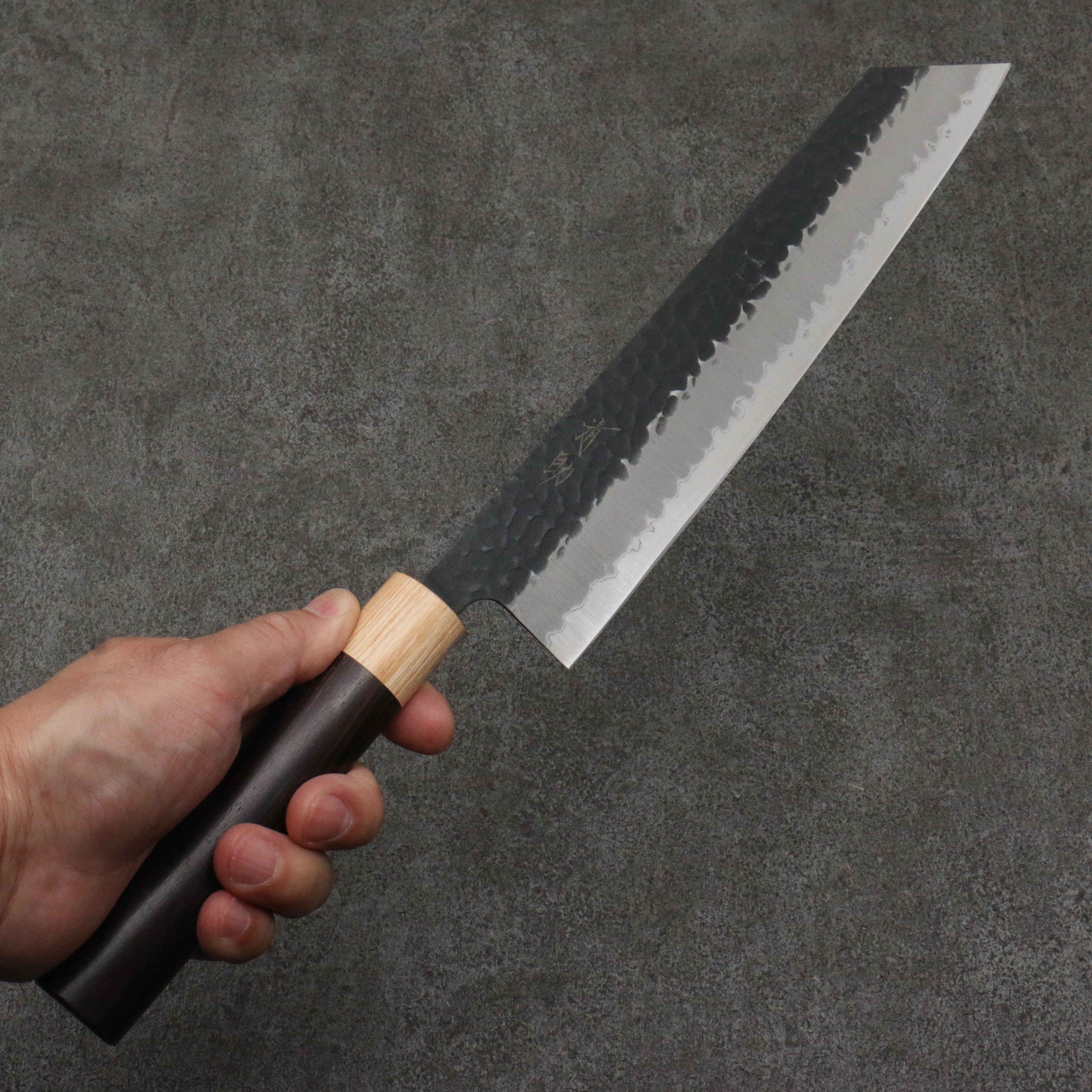 Seisuke Blue Super Hammered Kiritsuke Gyuto 240mm Shitan (ferrule: White Pakka wood) Handle - Seisuke Knife