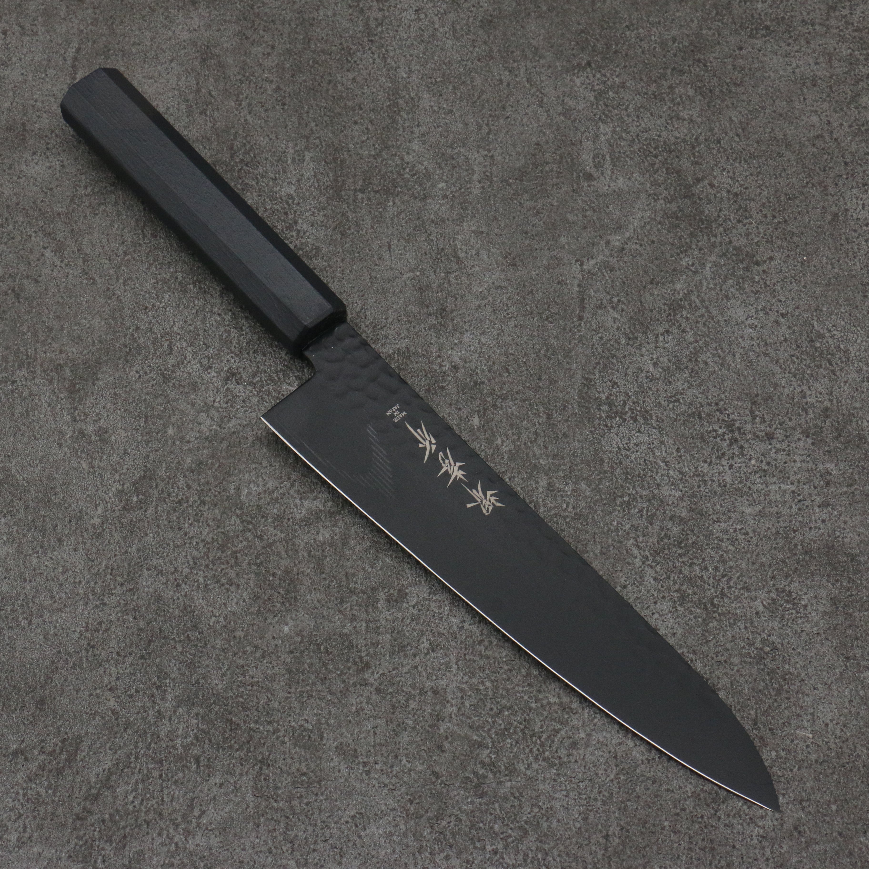 Sakai Takayuki Kurokage VG10 Hammered Teflon Coating Gyuto 210mm Black Lacquered Handle - Seisuke Knife