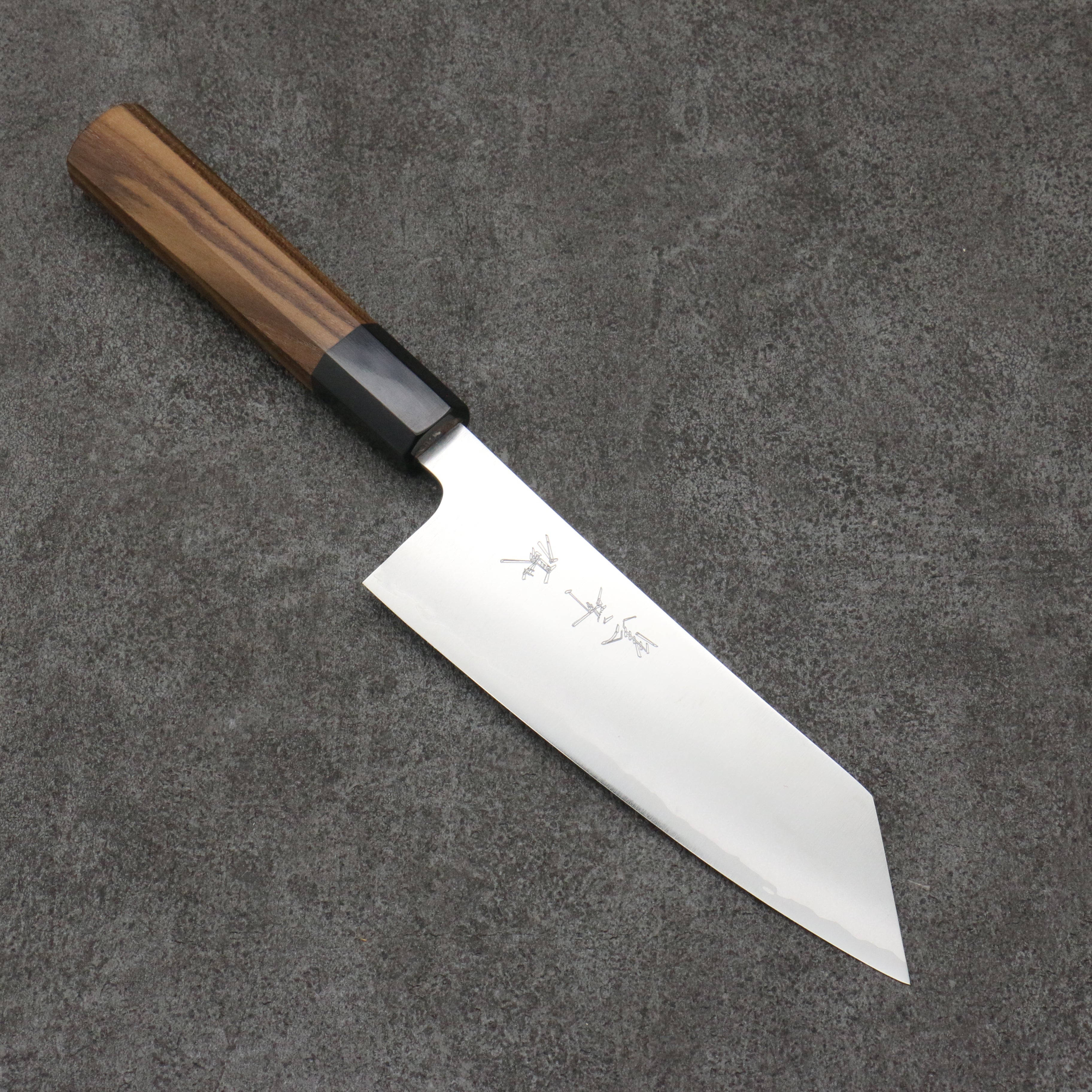 Yu Kurosaki Blue Super Migaki Polish Finish Bunka 165mm Teak (ferrule: Black Water Buffalo Horn) Handle - Seisuke Knife