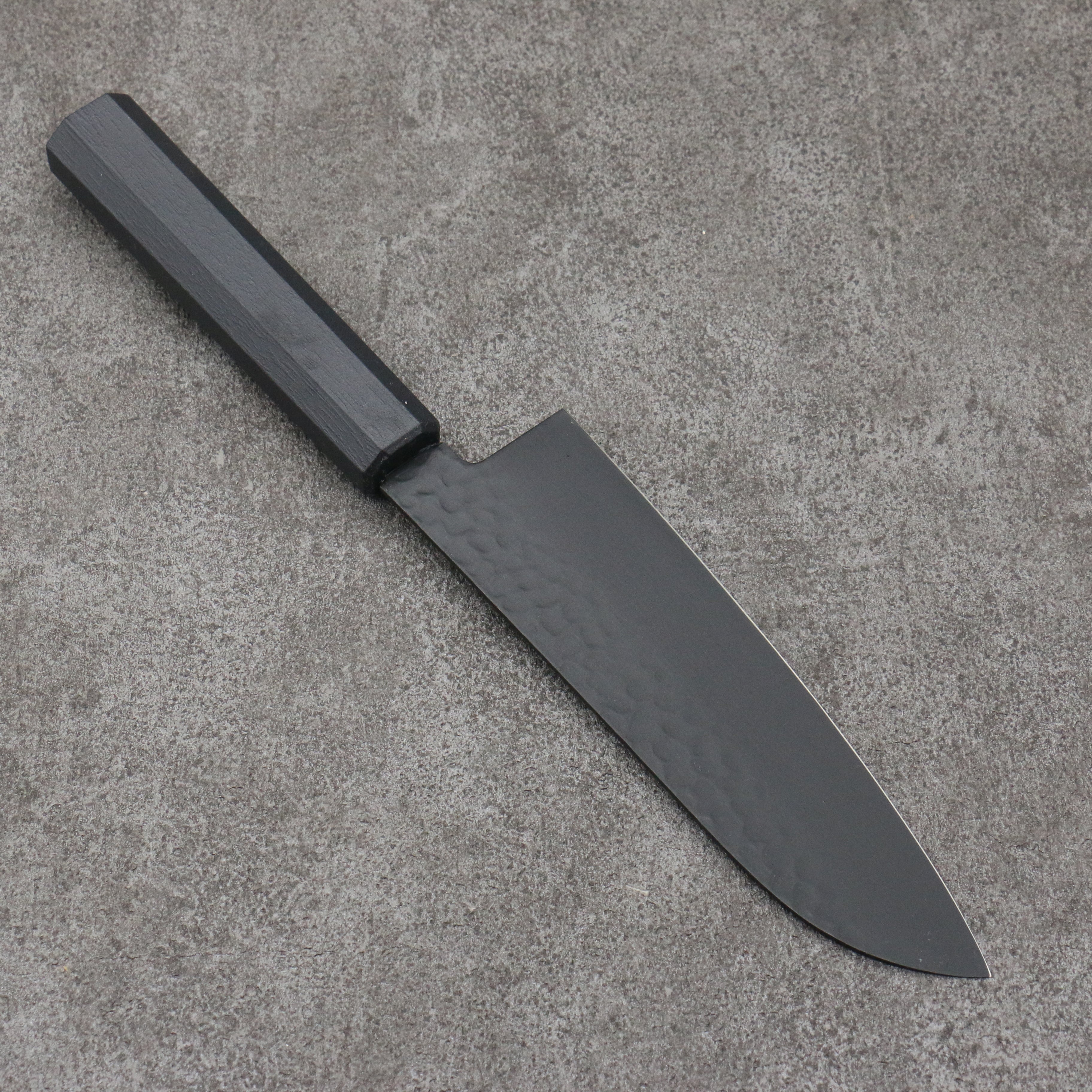 Sakai Takayuki Kurokage VG10 Hammered Teflon Coating Santoku 170mm Black Lacquered Handle - Seisuke Knife