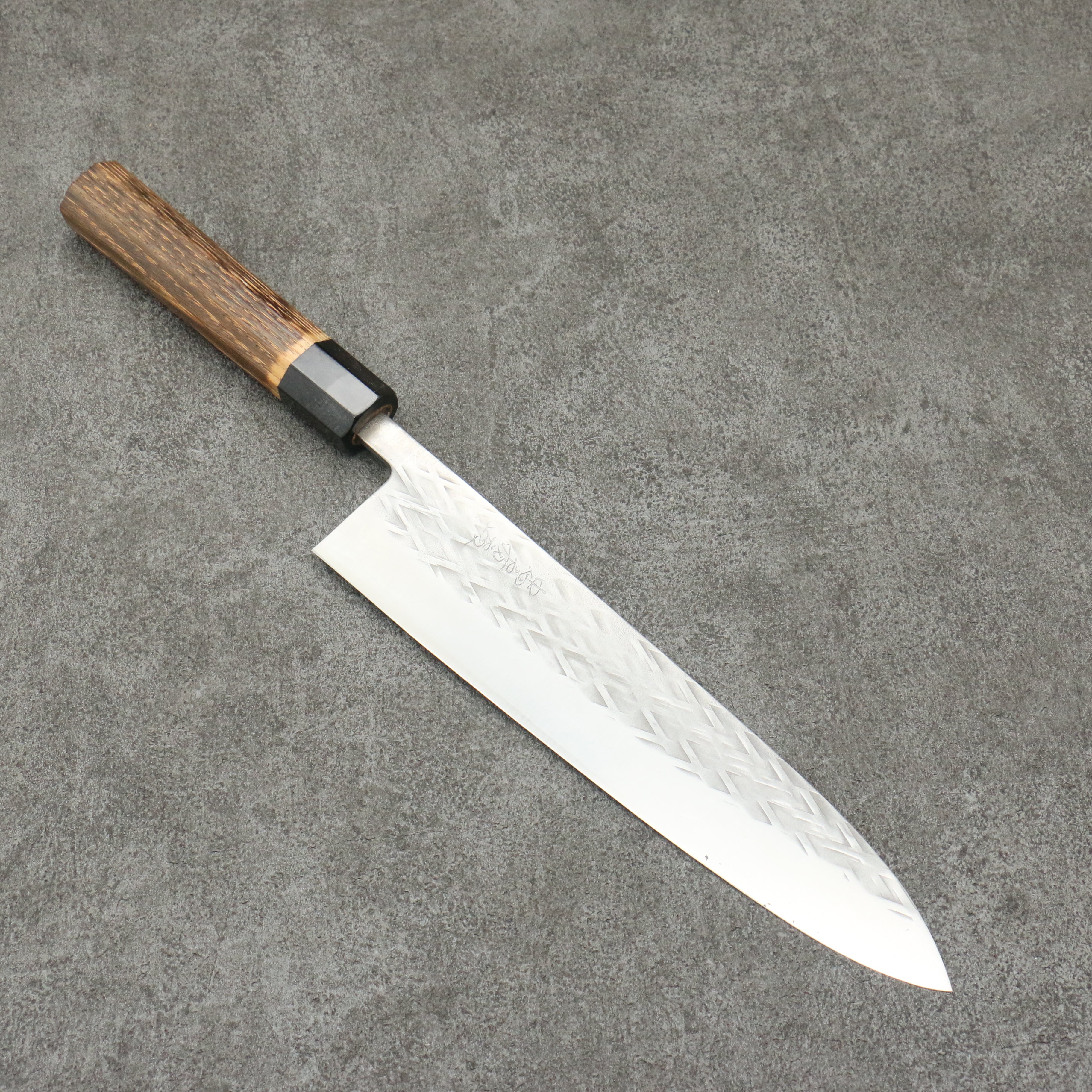 Tadafusa SLD Hammered Gyuto 240mm Burnt Walnut Handle - Seisuke Knife