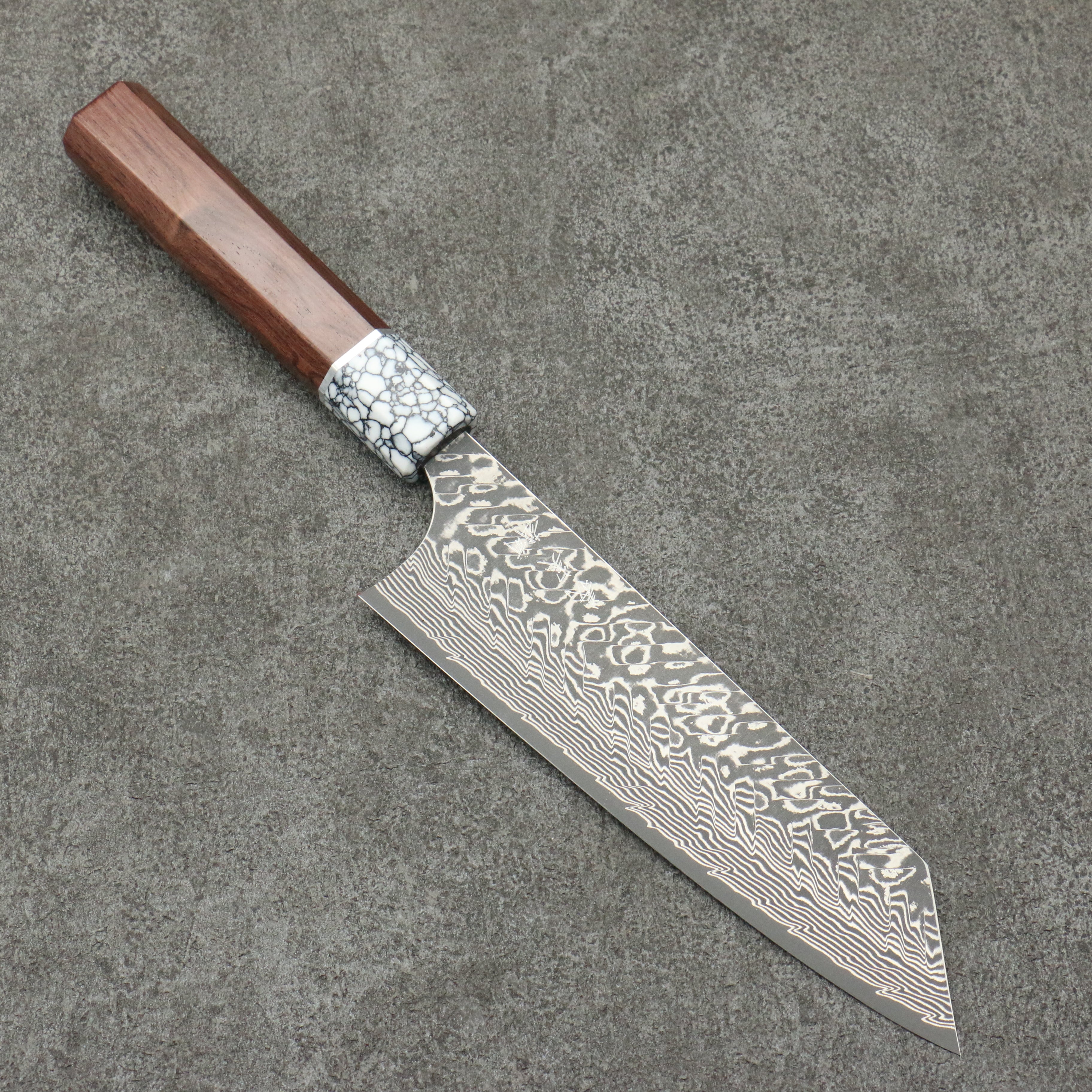 Yoshimi Kato SG2 Black Damascus Bunka 170mm Rosewood (Ferrule: White Turquoise) Handle - Seisuke Knife