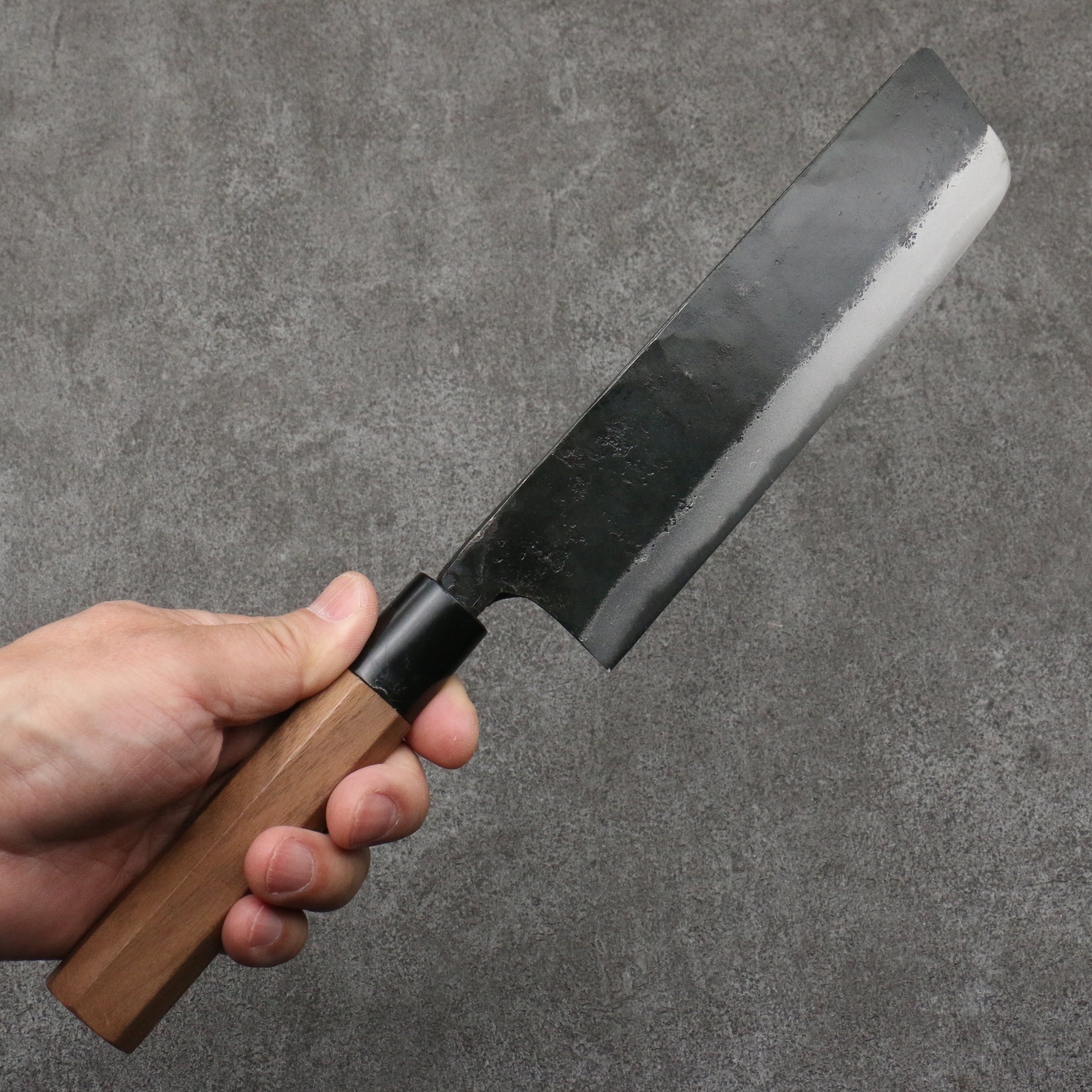 Hayashida Blue Steel No.2 Black Finished Nakiri 170mm Walnut Handle - Seisuke Knife