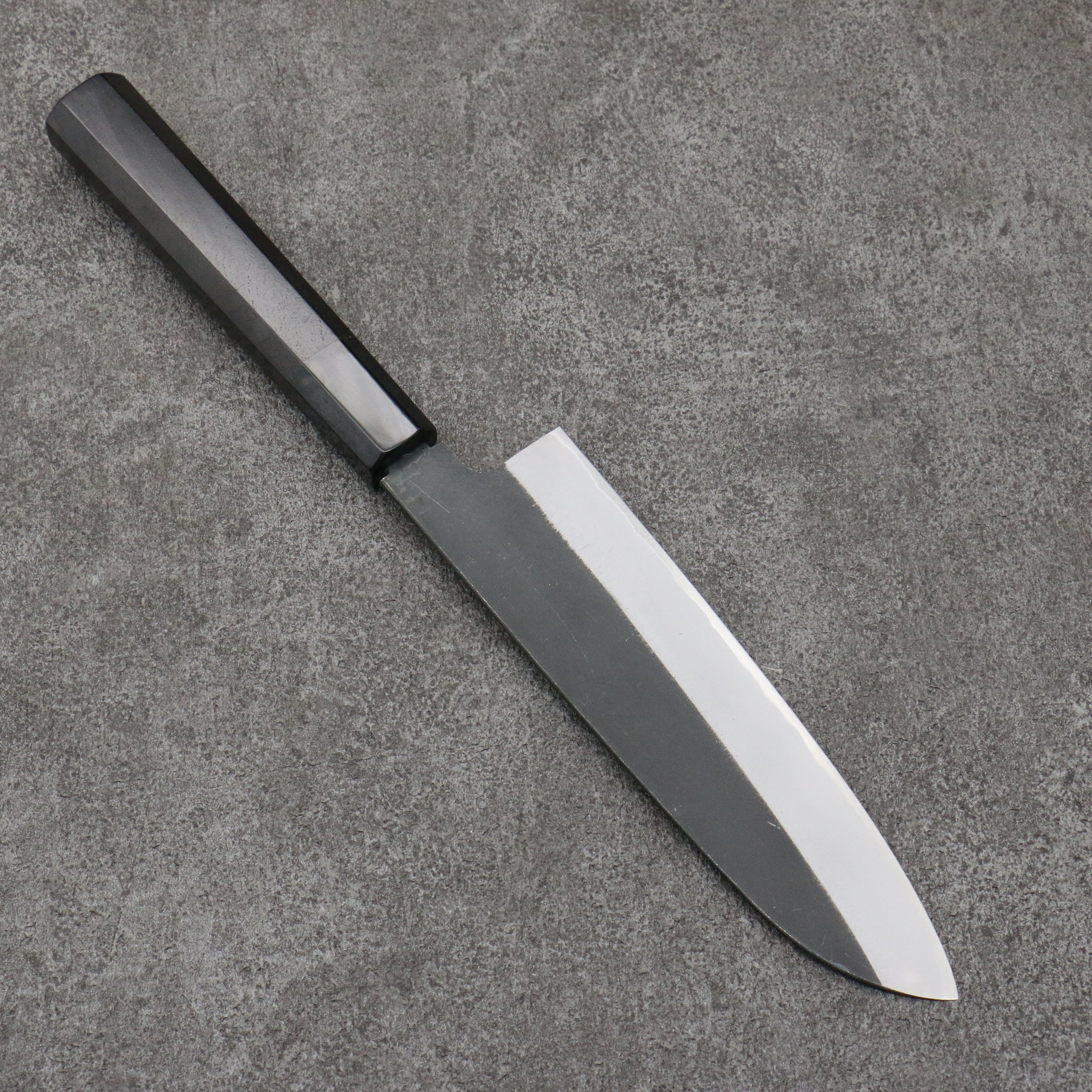 Sakai Takayuki Gold Filled Engraving by Kubota Temari White Steel No.2 Black Finished Santoku 180mm Ebony Wood Handle - Seisuke Knife