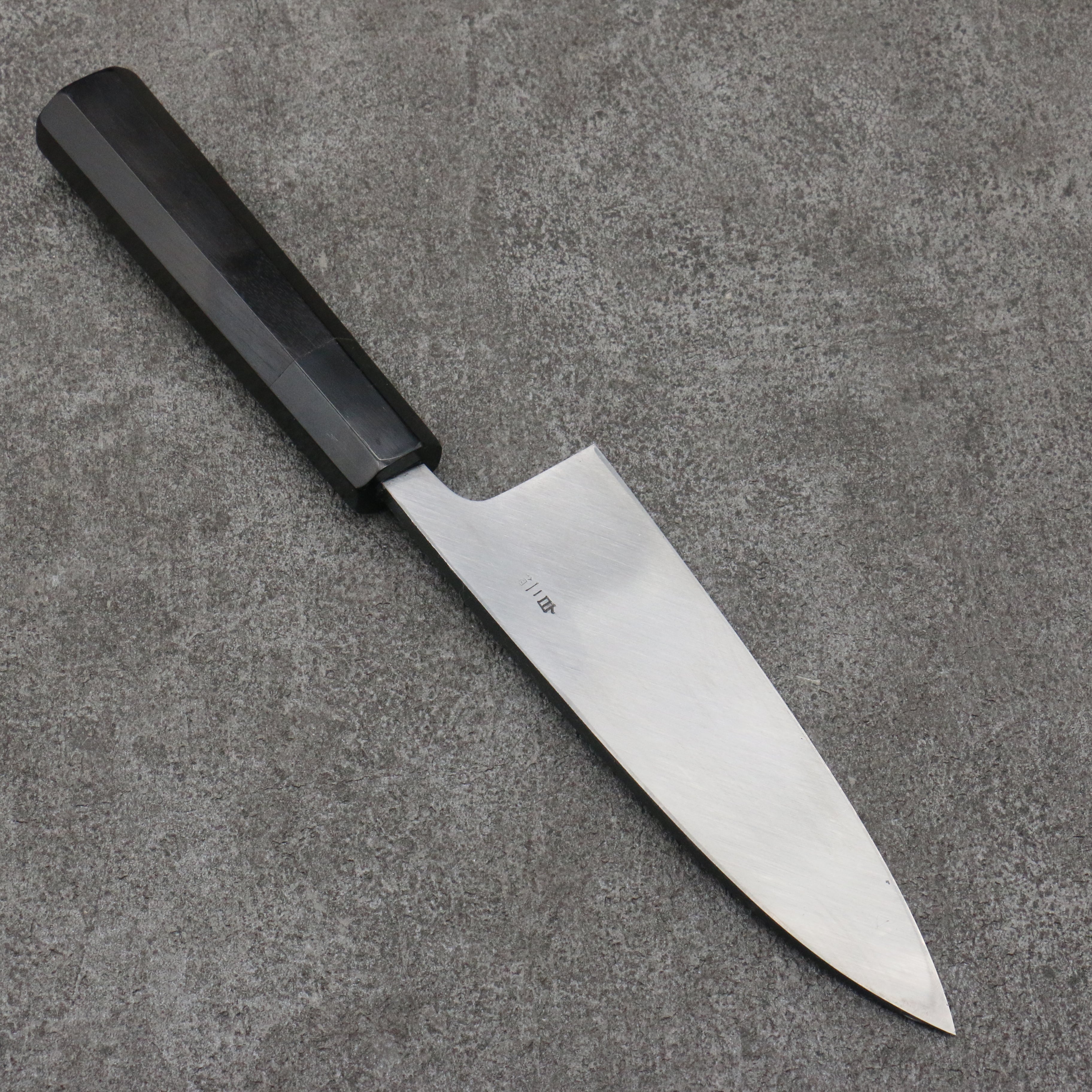 Sakai Takayuki Gold Filled Engraving by Kubota Maiko and Sakura White Steel No.2 Black Finished Deba 150mm Ebony Wood Handle - Seisuke Knife