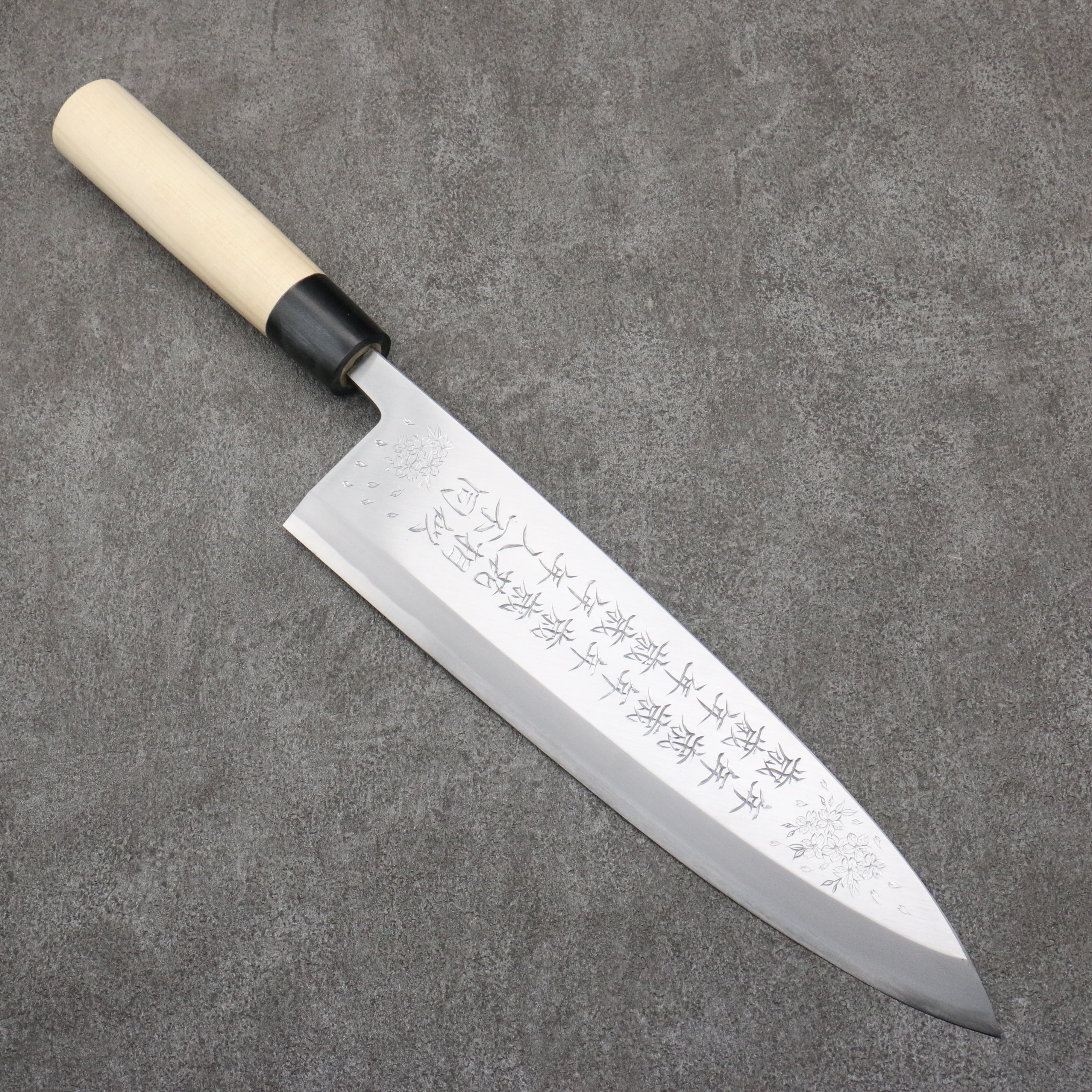 Sakai Takayuki Engraving by Kubota Nennensaisai White Steel No.2 Deba 300mm Magnolia Handle - Seisuke Knife
