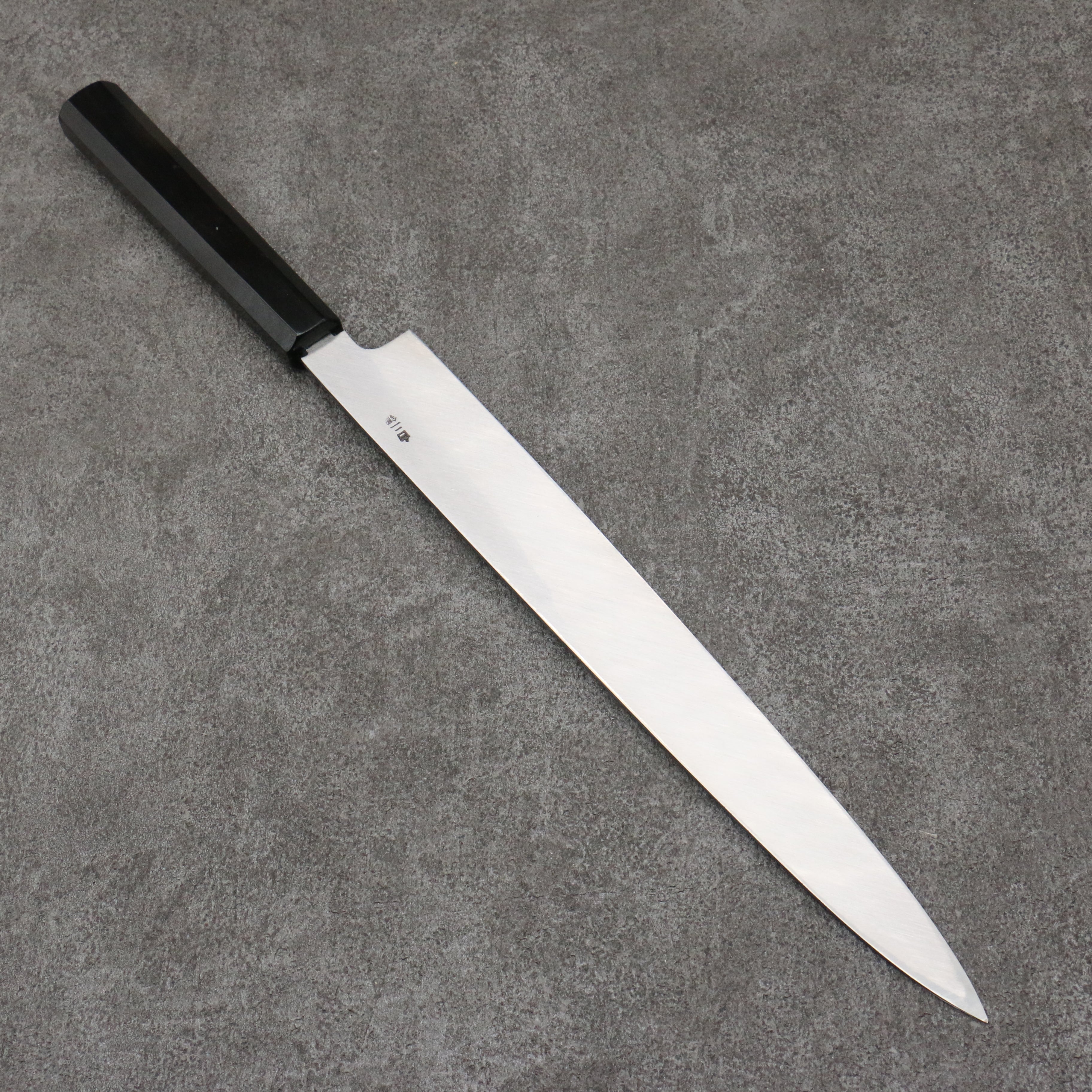 Sakai Takayuki Gold Filled Engraving by Kubota Shouryu White Steel No.2 Black Finished Yanagiba 300mm Ebony Wood Handle - Seisuke Knife