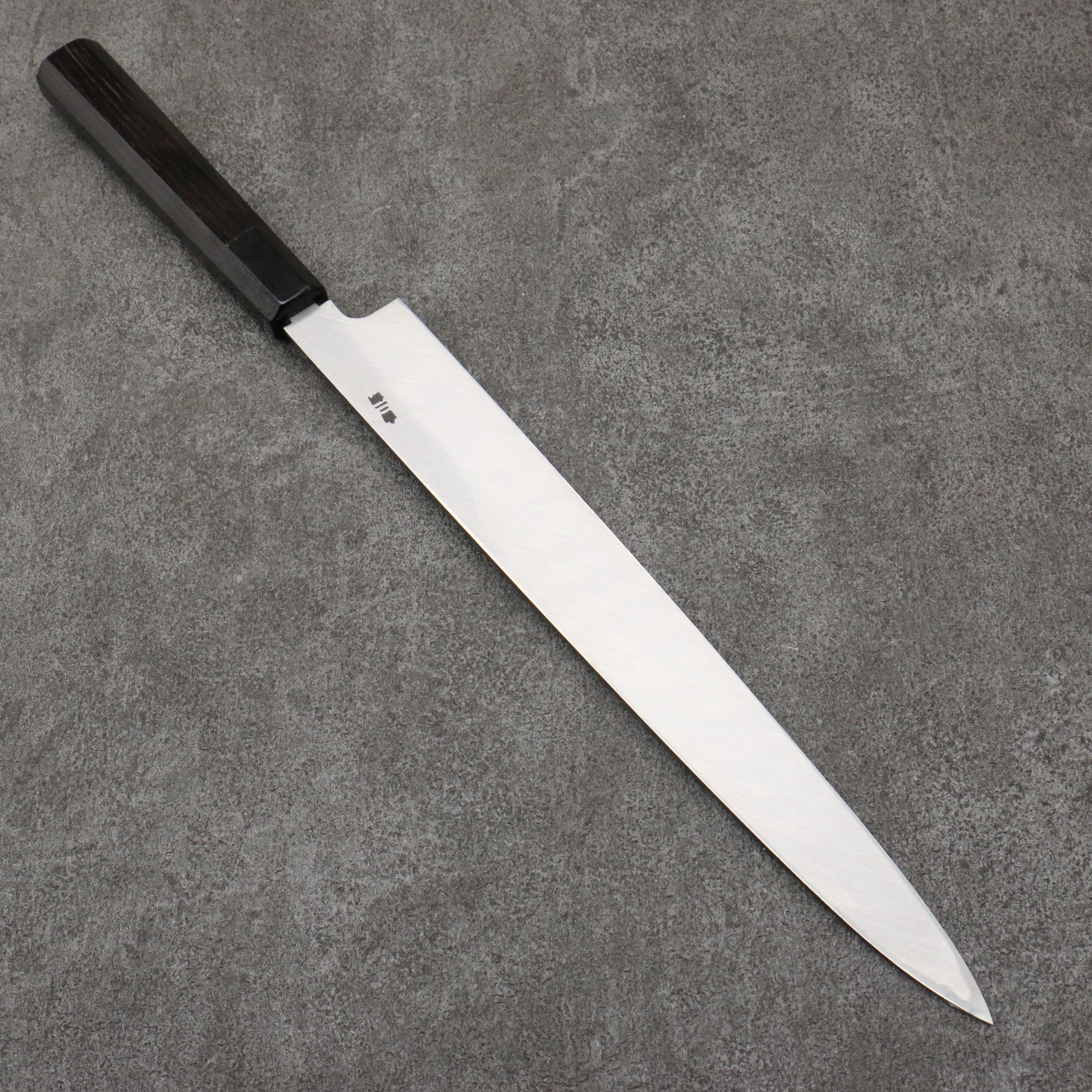 Sakai Takayuki Gold Filled Engraving by Kubota Unagi White Steel No.2 Black Finished Yanagiba 300mm Ebony Wood Handle - Seisuke Knife