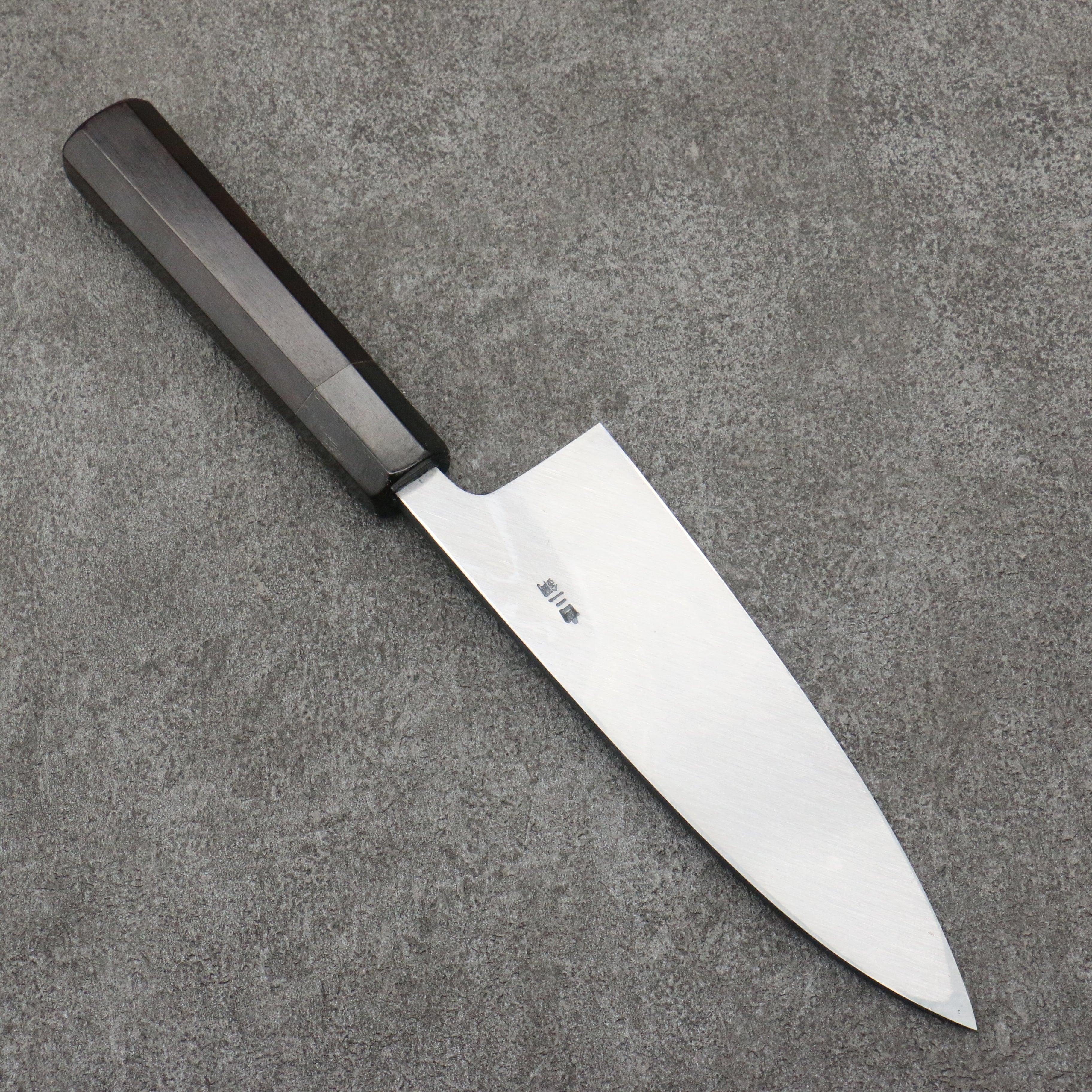 Sakai Takayuki Gold Filled Engraving by Kubota Gojunotou White Steel No.2 Black Finished Deba 165mm Ebony Wood Handle - Seisuke Knife