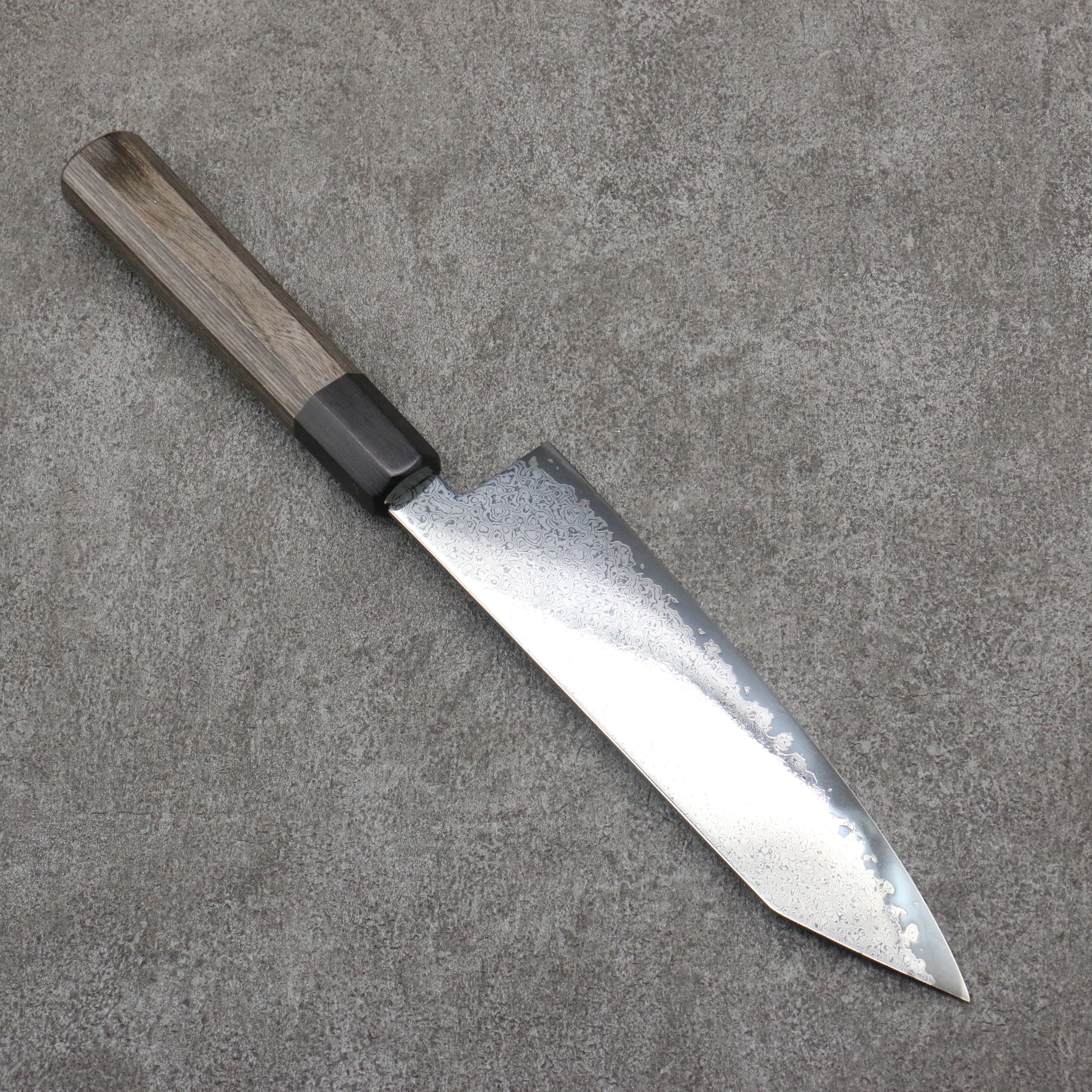 Seisuke VG10 Black Damascus Mirrored Finish Kiritsuke Santoku 180mm Gray Pakka wood Handle - Seisuke Knife