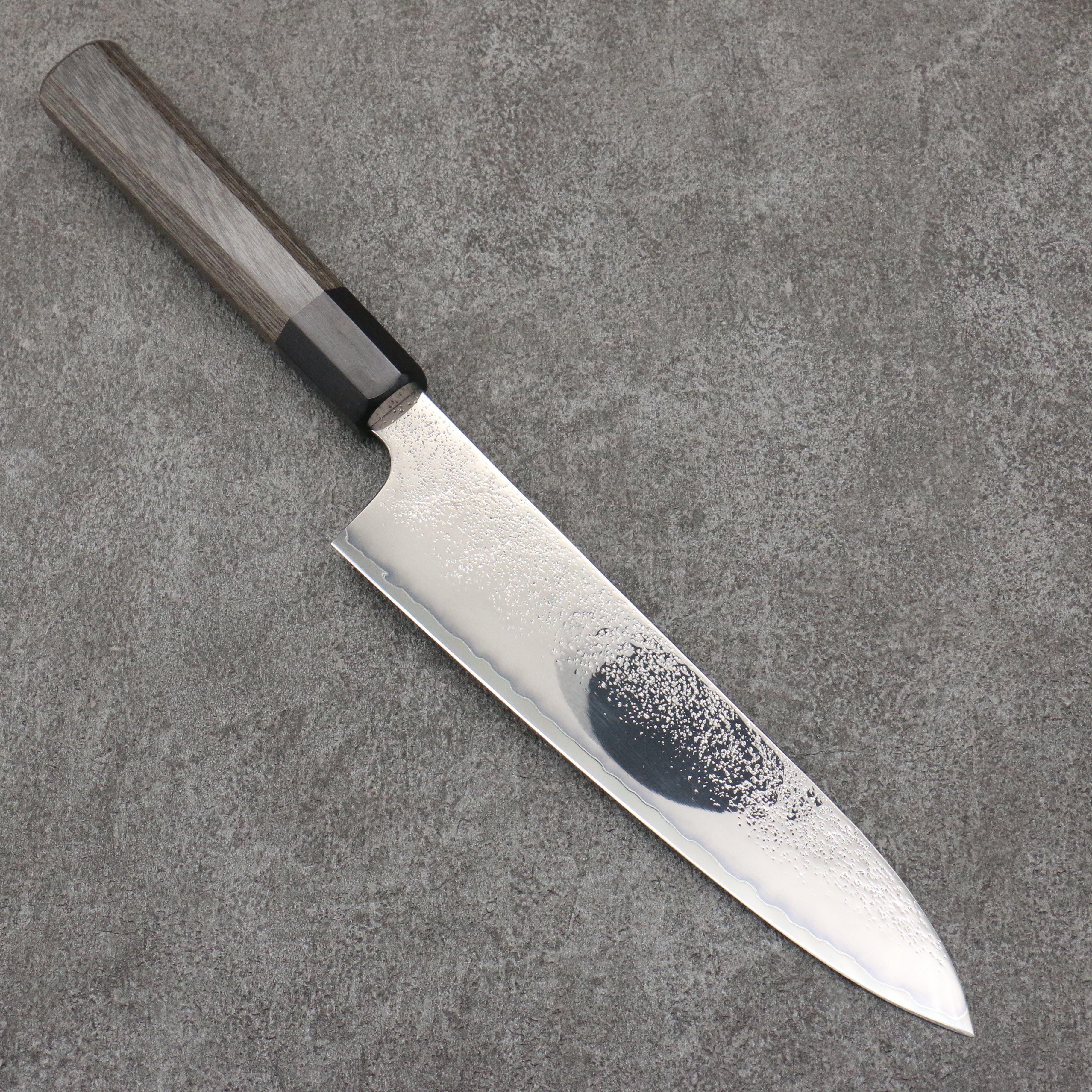 Seisuke VG5 Black Nashiji Mirrored Finish Gyuto 210mm Gray Pakka wood Handle - Seisuke Knife