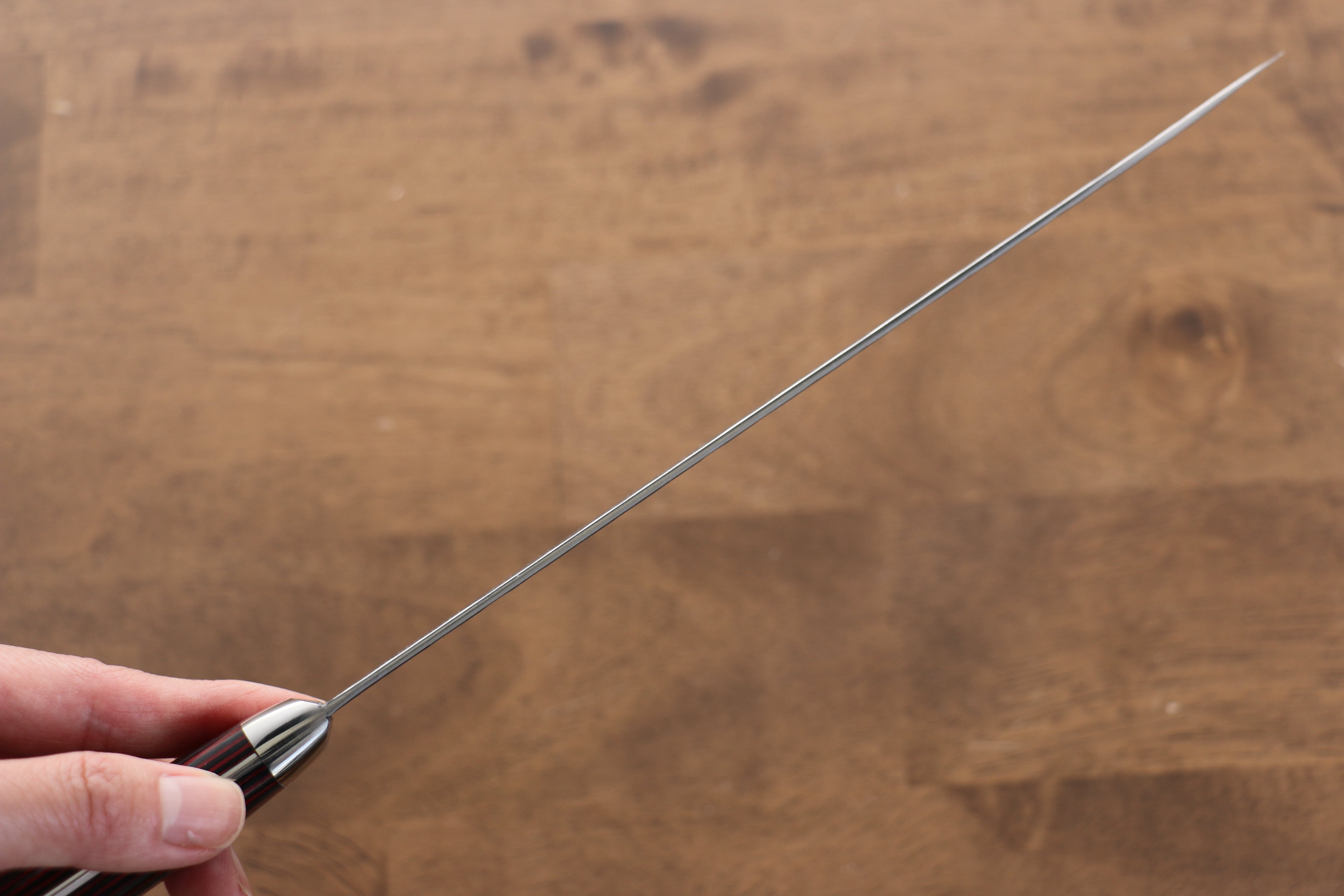 Yoshimi Kato Blue Super Kurouchi Hammered(Maru) Gyuto 210mm Red Pakka wood Handle - Seisuke Knife