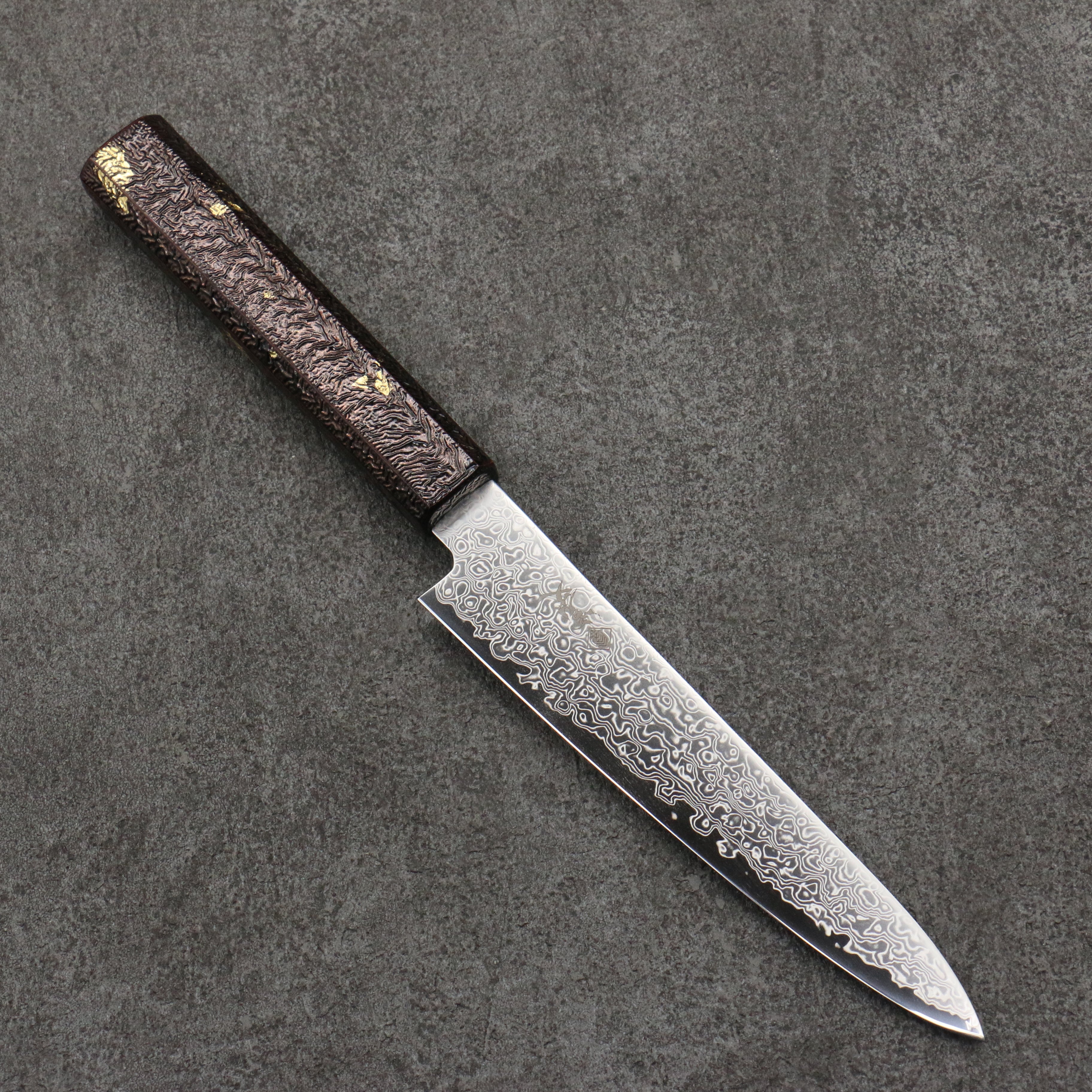 Kanjyo SG2 Damascus Petty-Utility 150mm Purple Lacquered Handle - Seisuke Knife