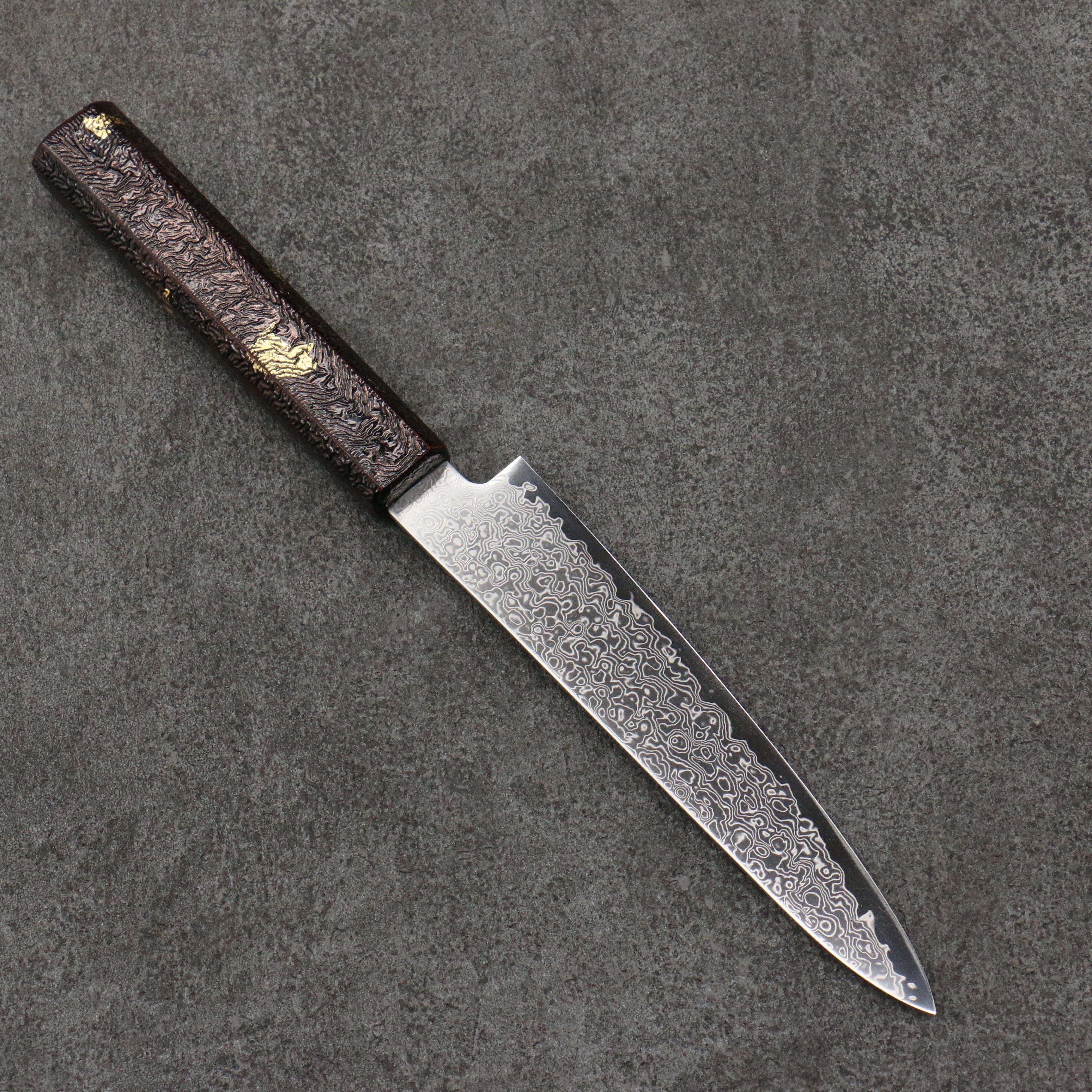 Kanjyo SG2 Damascus Petty-Utility 150mm Purple Lacquered Handle - Seisuke Knife