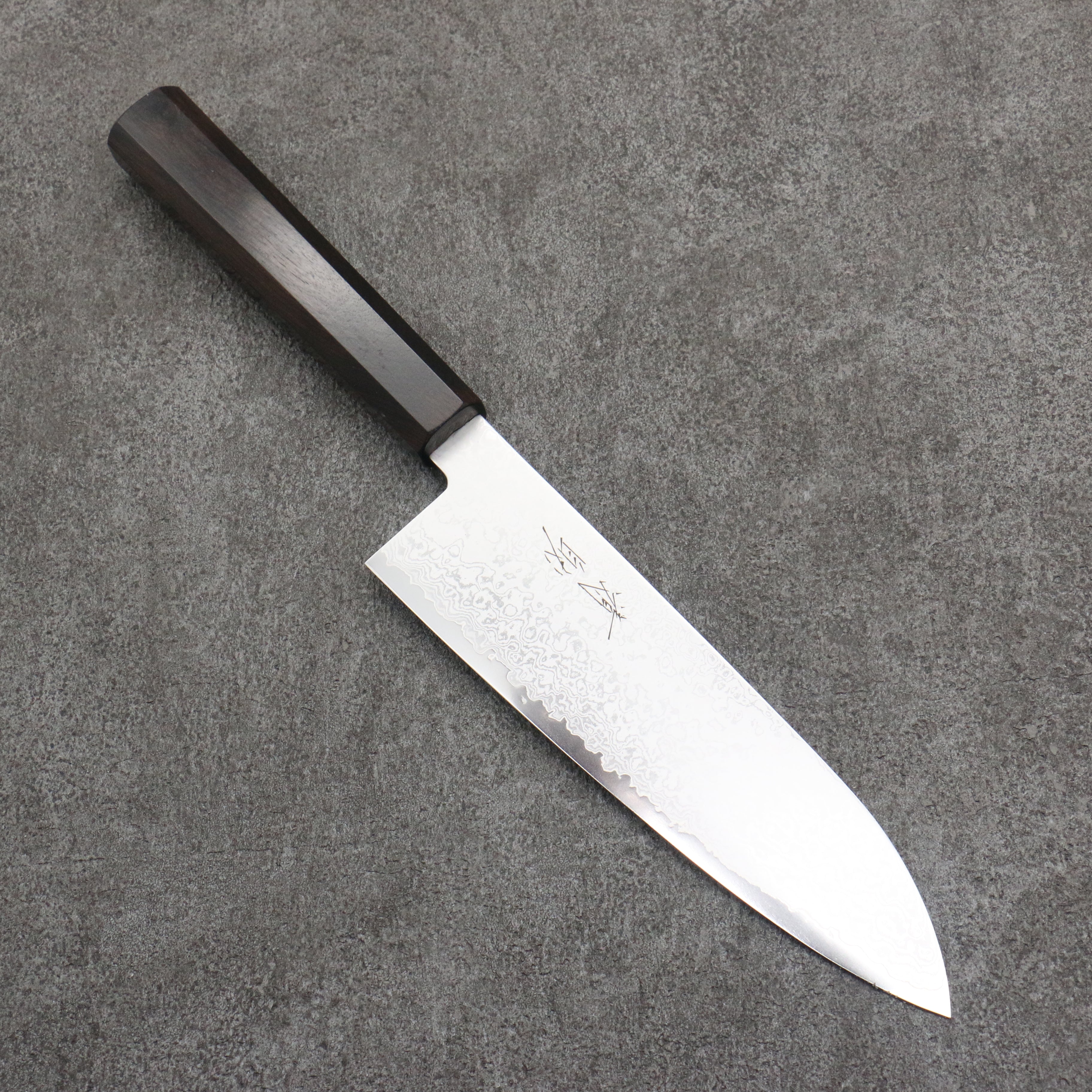 Seisuke VG10 Damascus Santoku 180mm Ebony Wood Handle - Seisuke Knife