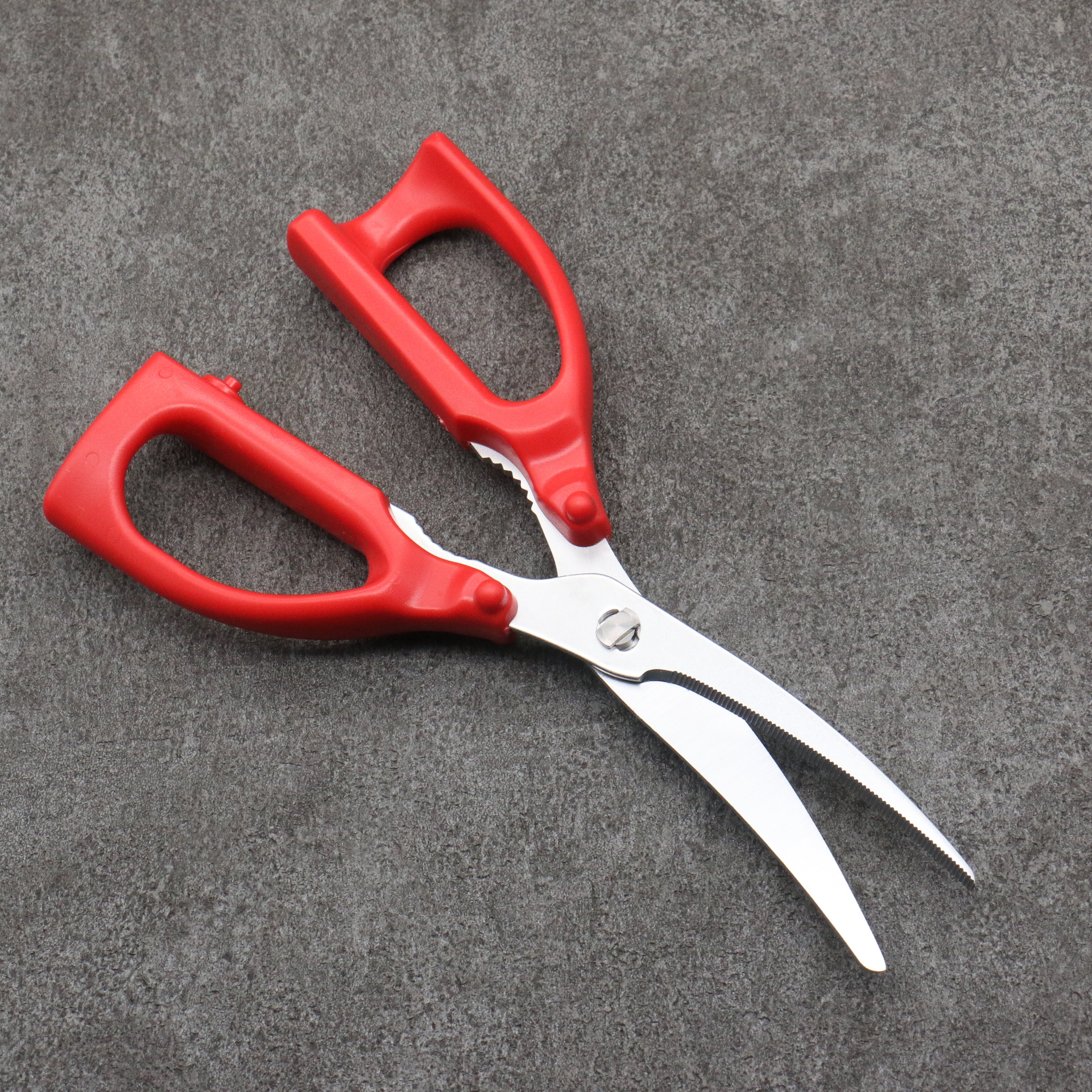 Seki No Hamono Stainless Steel Kitchen Scissors Gentle Grip Red Plastic Handle - Seisuke Knife