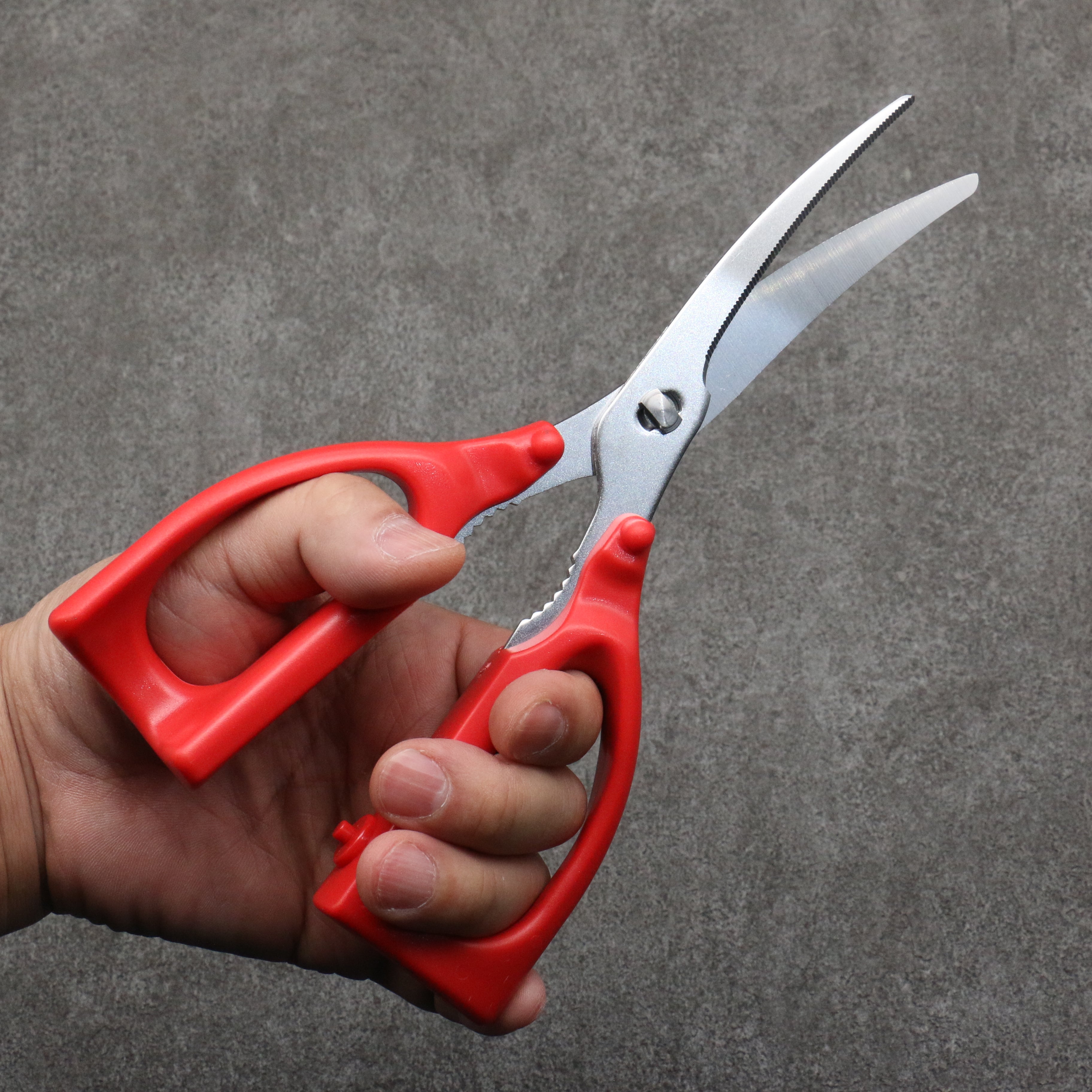 Seki No Hamono Stainless Steel Kitchen Scissors Gentle Grip Red Plastic Handle - Seisuke Knife