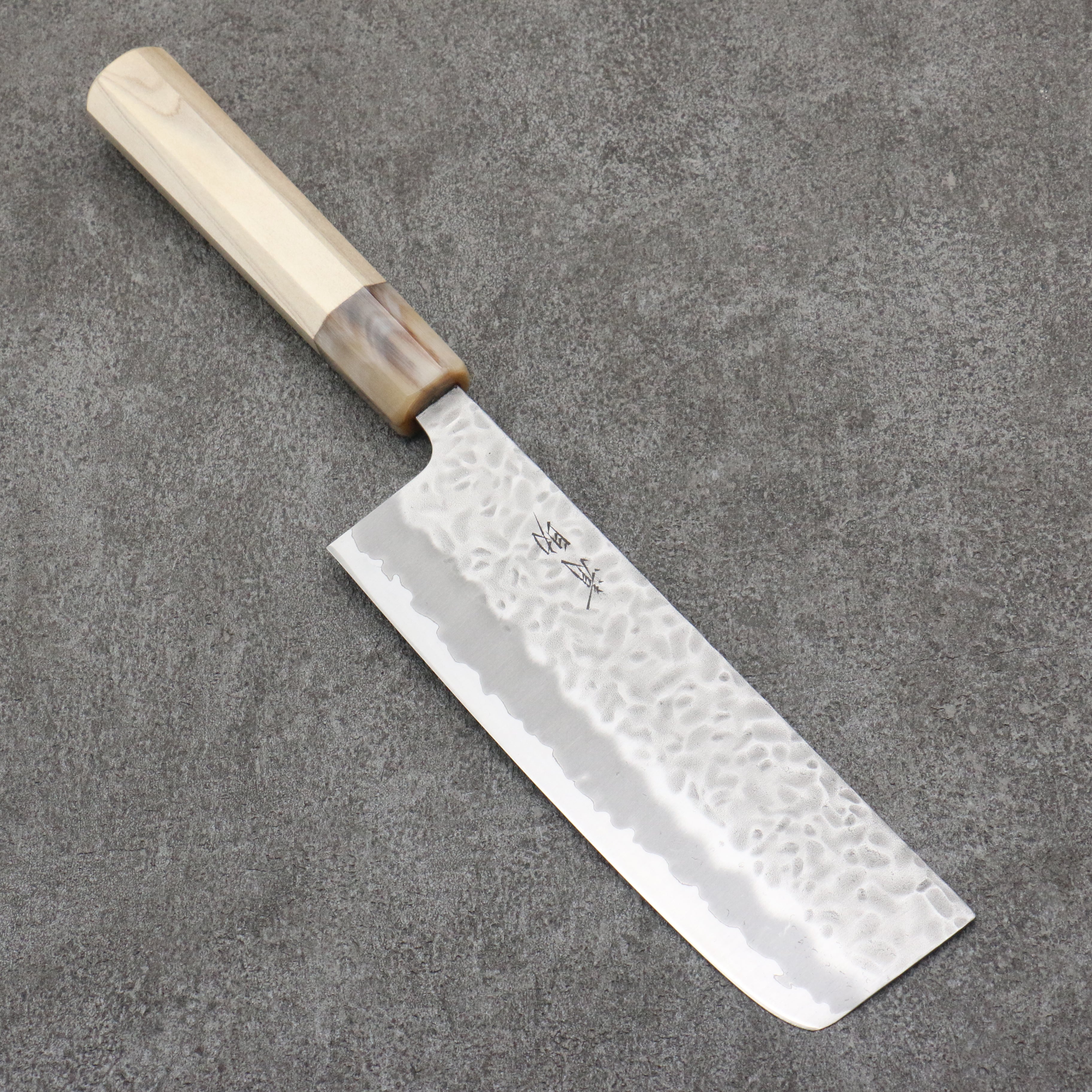Seisuke Kumo White Steel No.1 Hammered Nakiri 165mm Magnolia Handle - Seisuke Knife