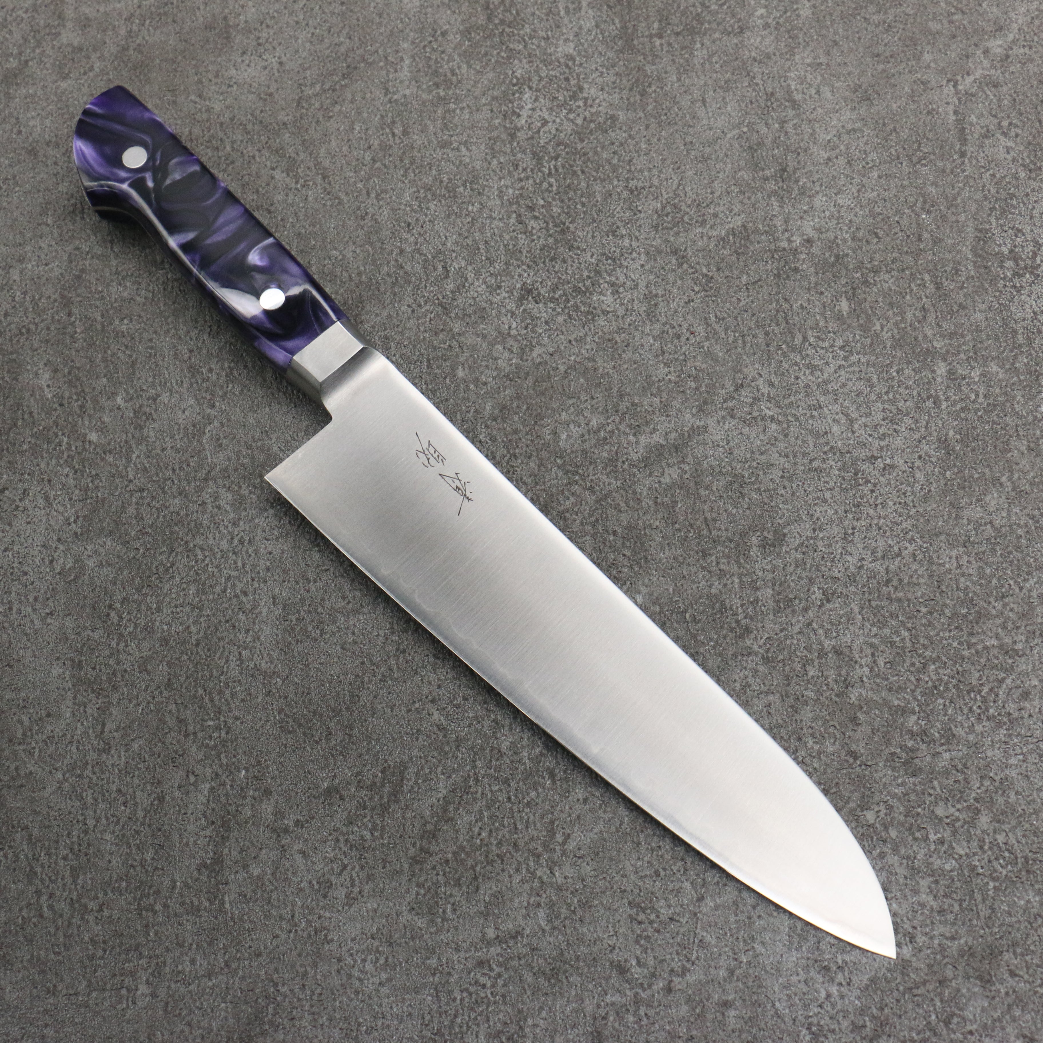 Seisuke VG5 Migaki Finished Gyuto 210mm Purple Marbled Resin Handle - Seisuke Knife