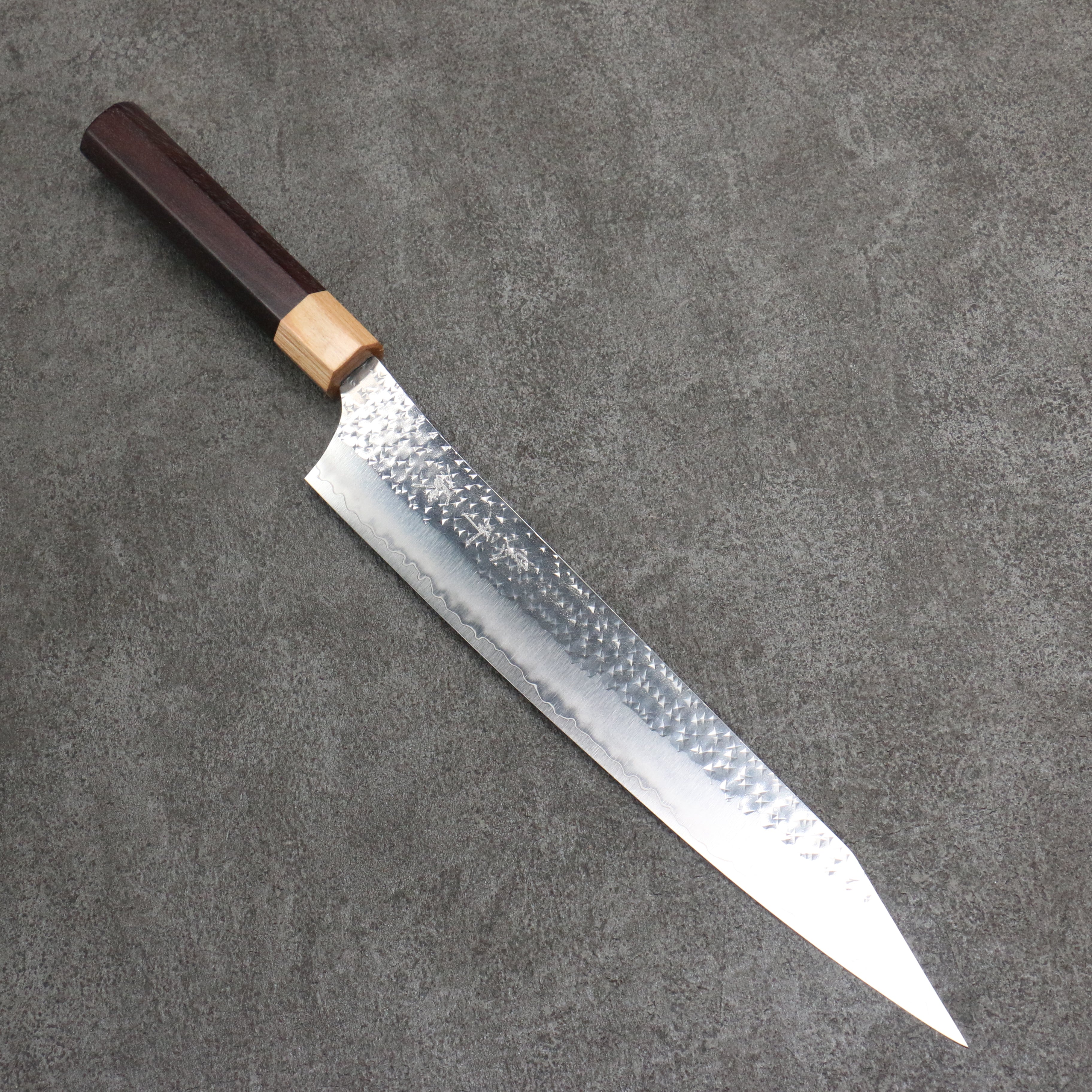 Yu Kurosaki Senko Ei SG2 Hammered Sujihiki 270mm Rosewood (Ferrule: White Pakka Wood) Handle - Seisuke Knife