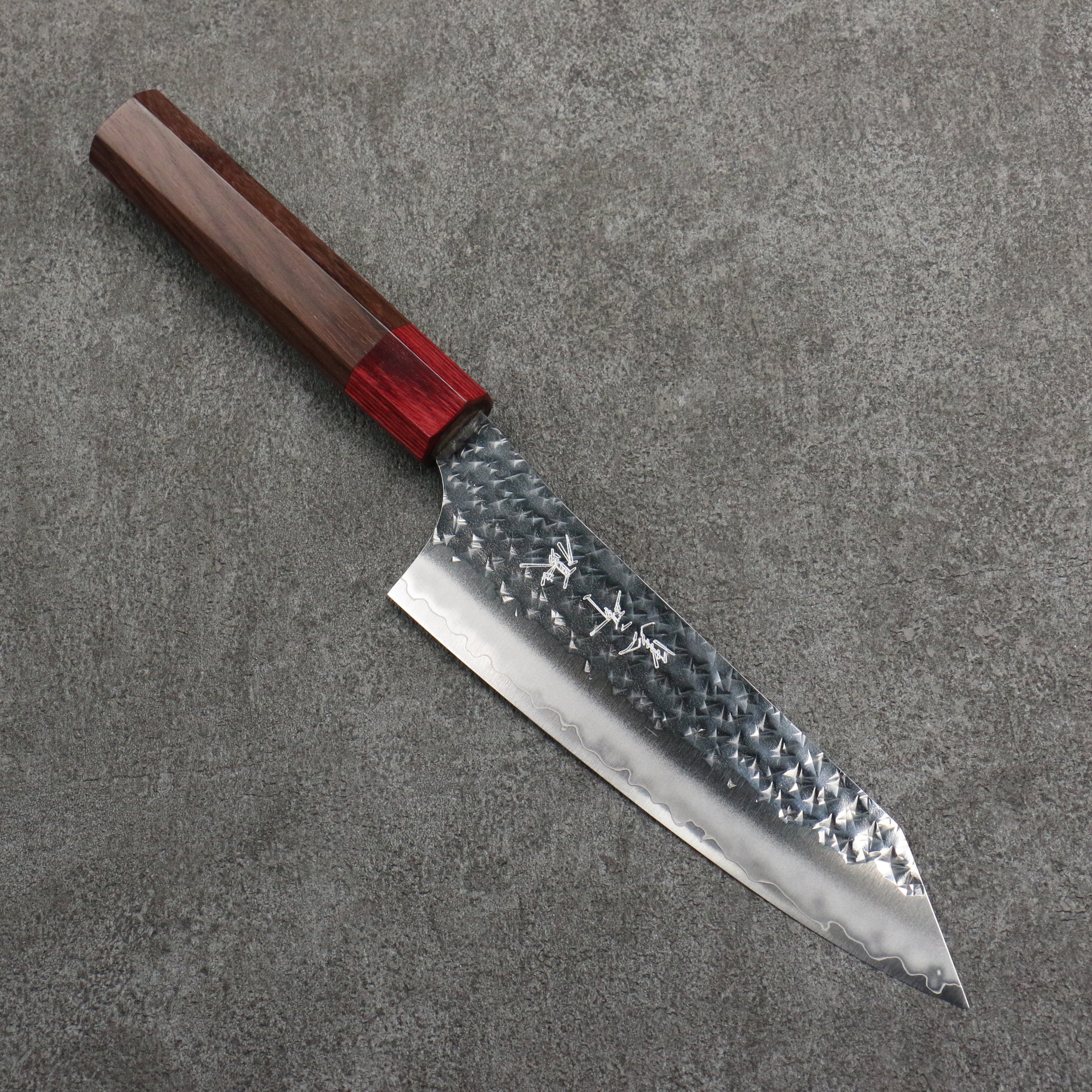 Yu Kurosaki Senko Ei SG2 Hammered Bunka 170mm Rosewood (ferrule: Red Pakka wood) Handle - Seisuke Knife