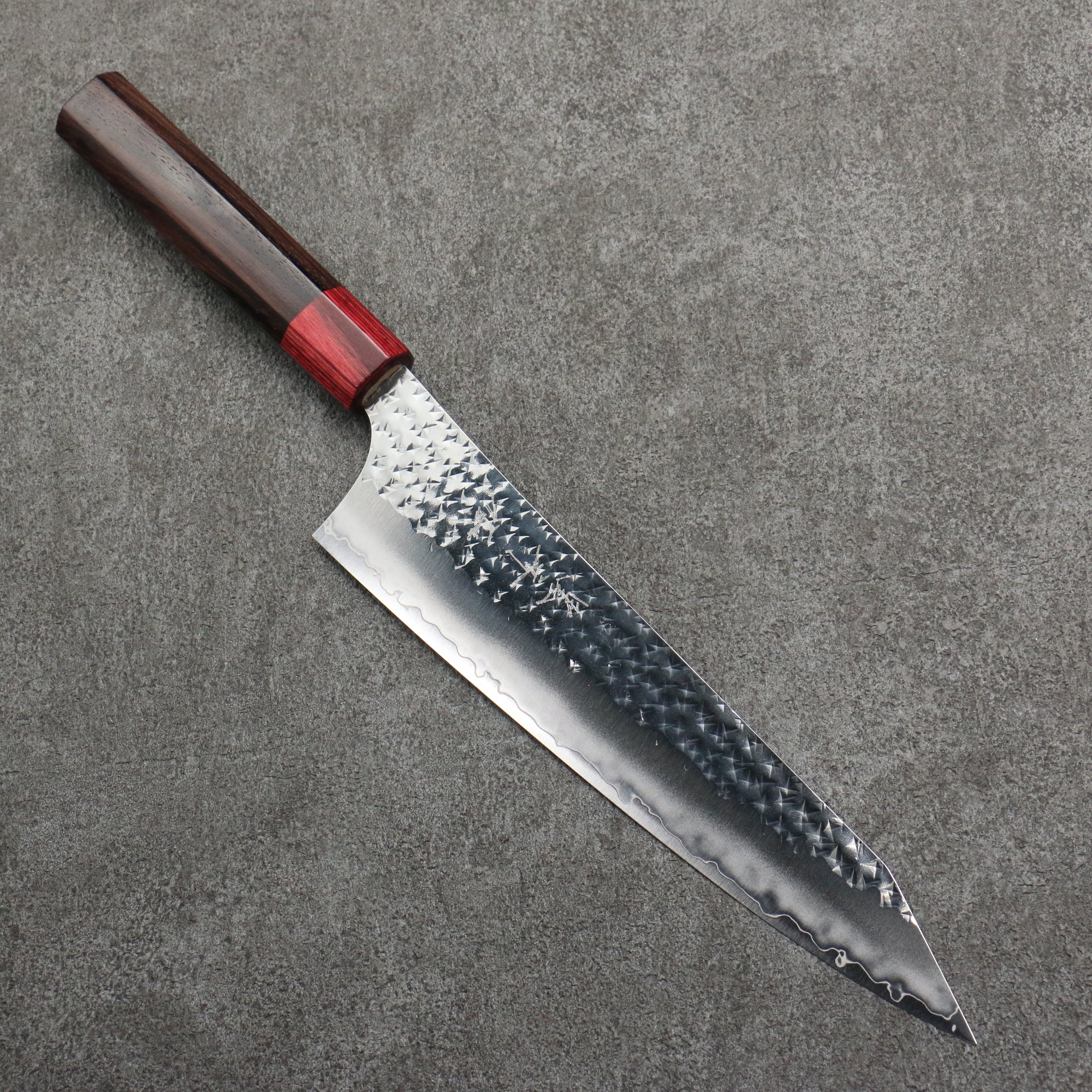 Yu Kurosaki Senko Ei SG2 Hammered Gyuto 210mm Rosewood (ferrule: Red Pakka wood) Handle - Seisuke Knife