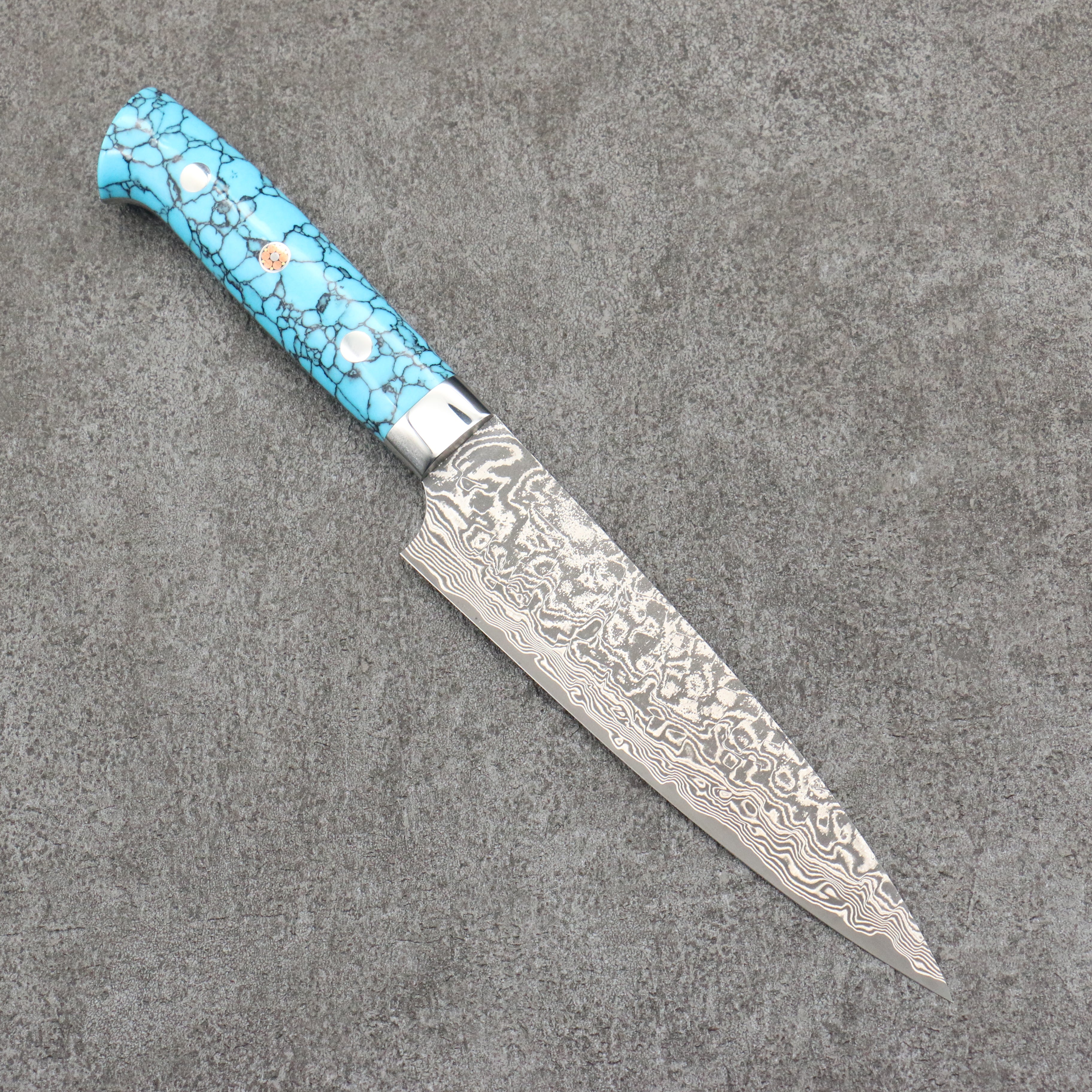 Takeshi Saji SG2 Black Damascus Petty-Utility 150mm Turquoise Handle - Seisuke Knife