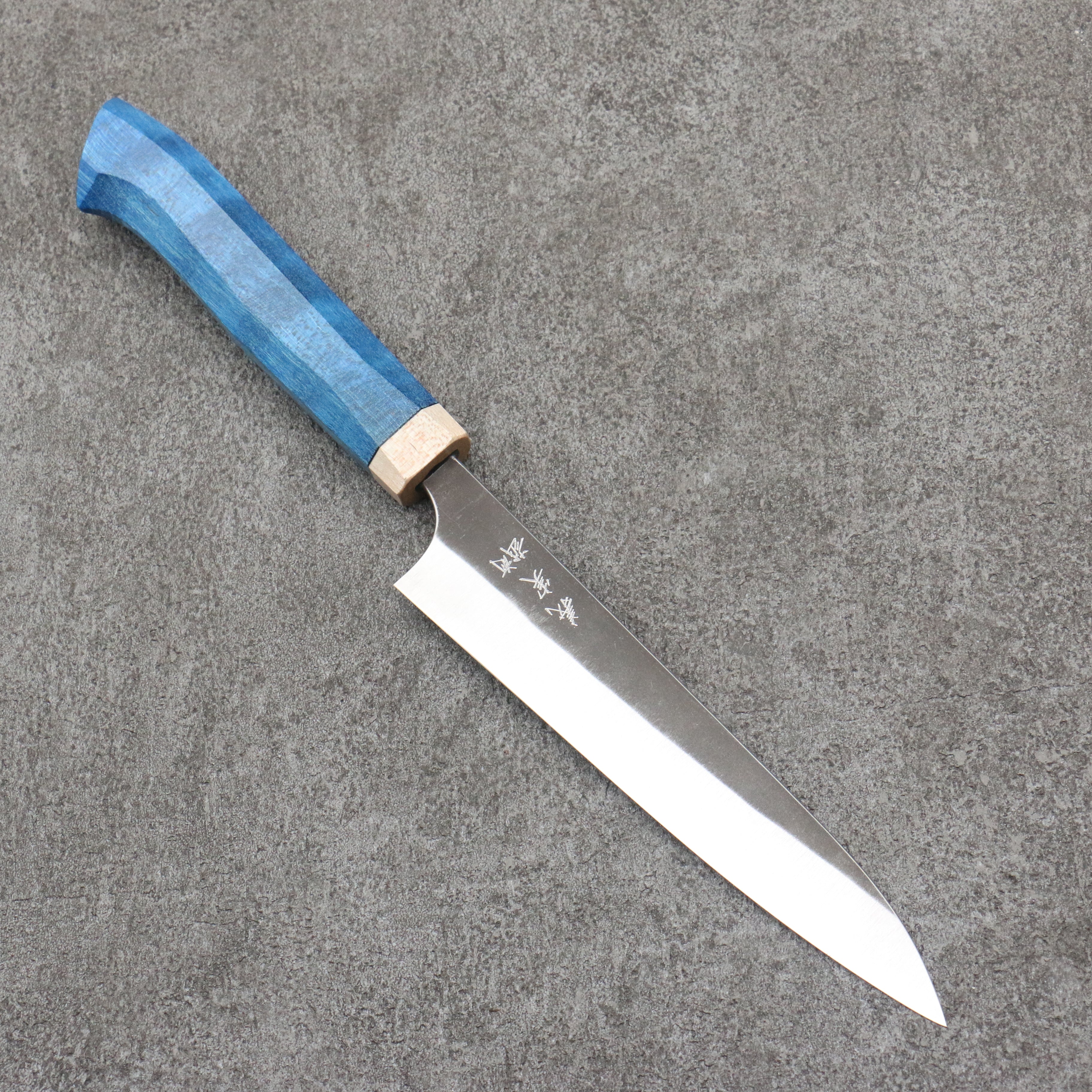 Yoshimi Kato White Steel Black Finished Petty-Utility 150mm Western style (blue) Handle - Seisuke Knife