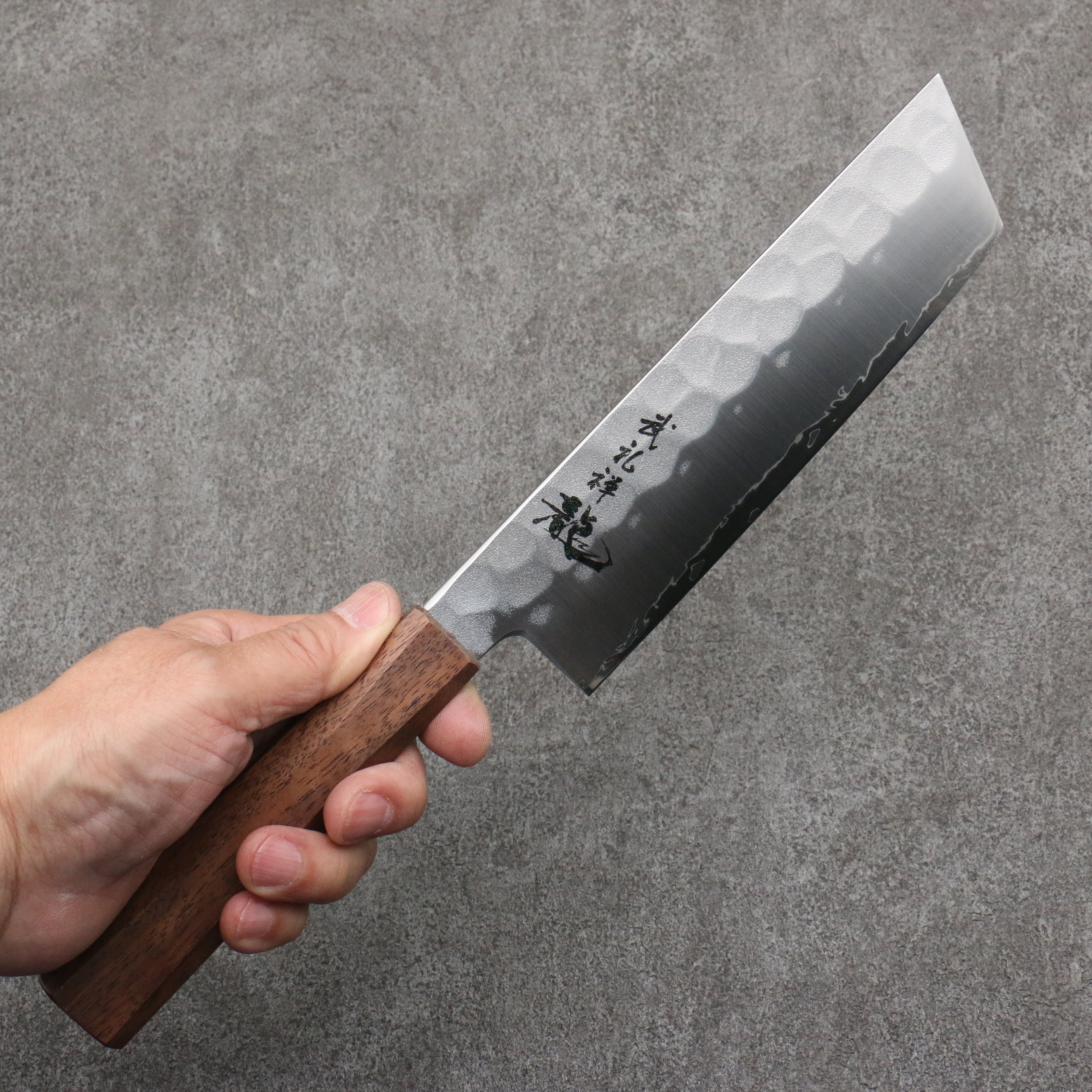 Ryusen Blazen Ryu Wa SG2 Hammered Nakiri 165mm Walnut Handle - Seisuke Knife