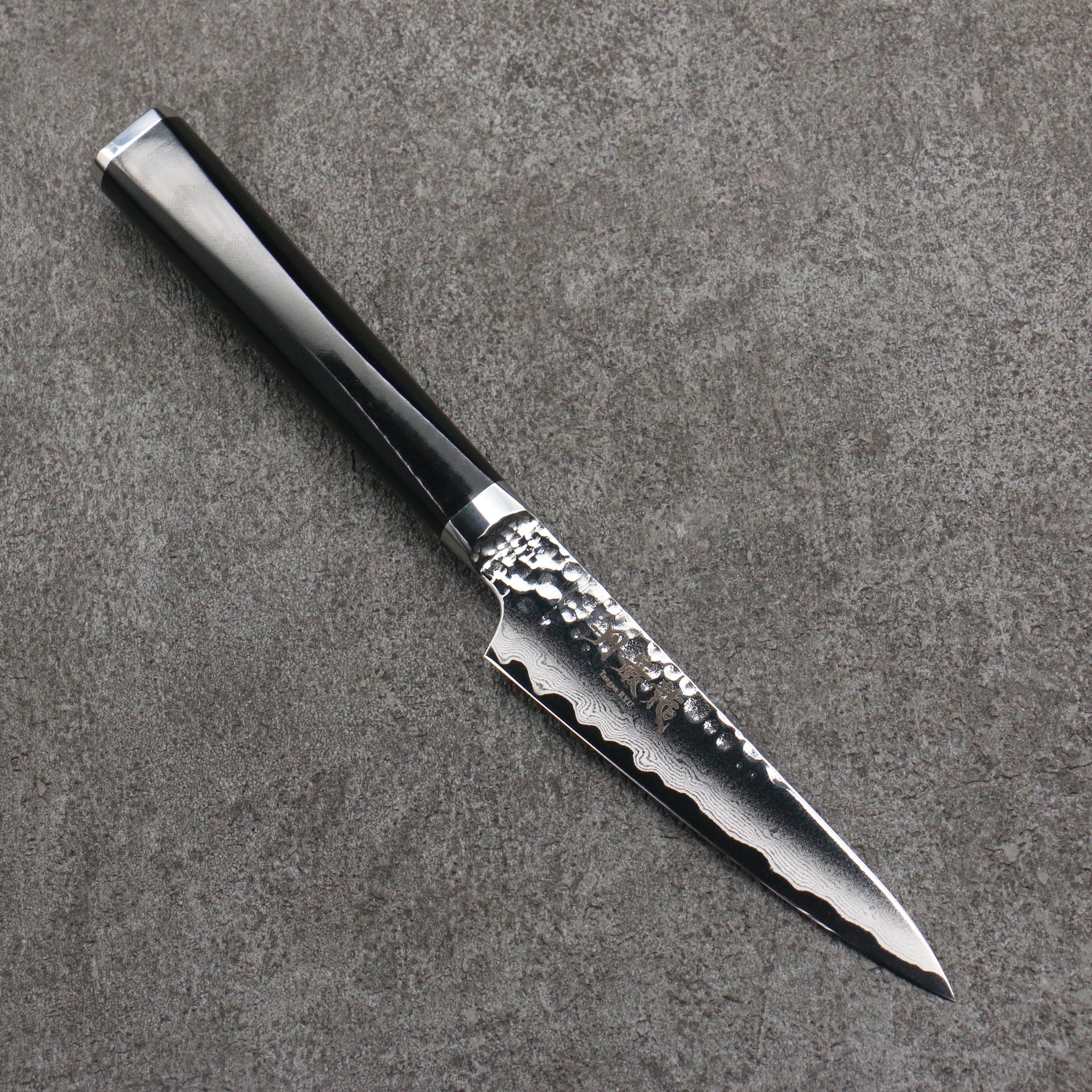 Ryusen Tanganryu VG10 67 Layer Damascus Petty-Utility 105mm Black Micarta Handle - Seisuke Knife