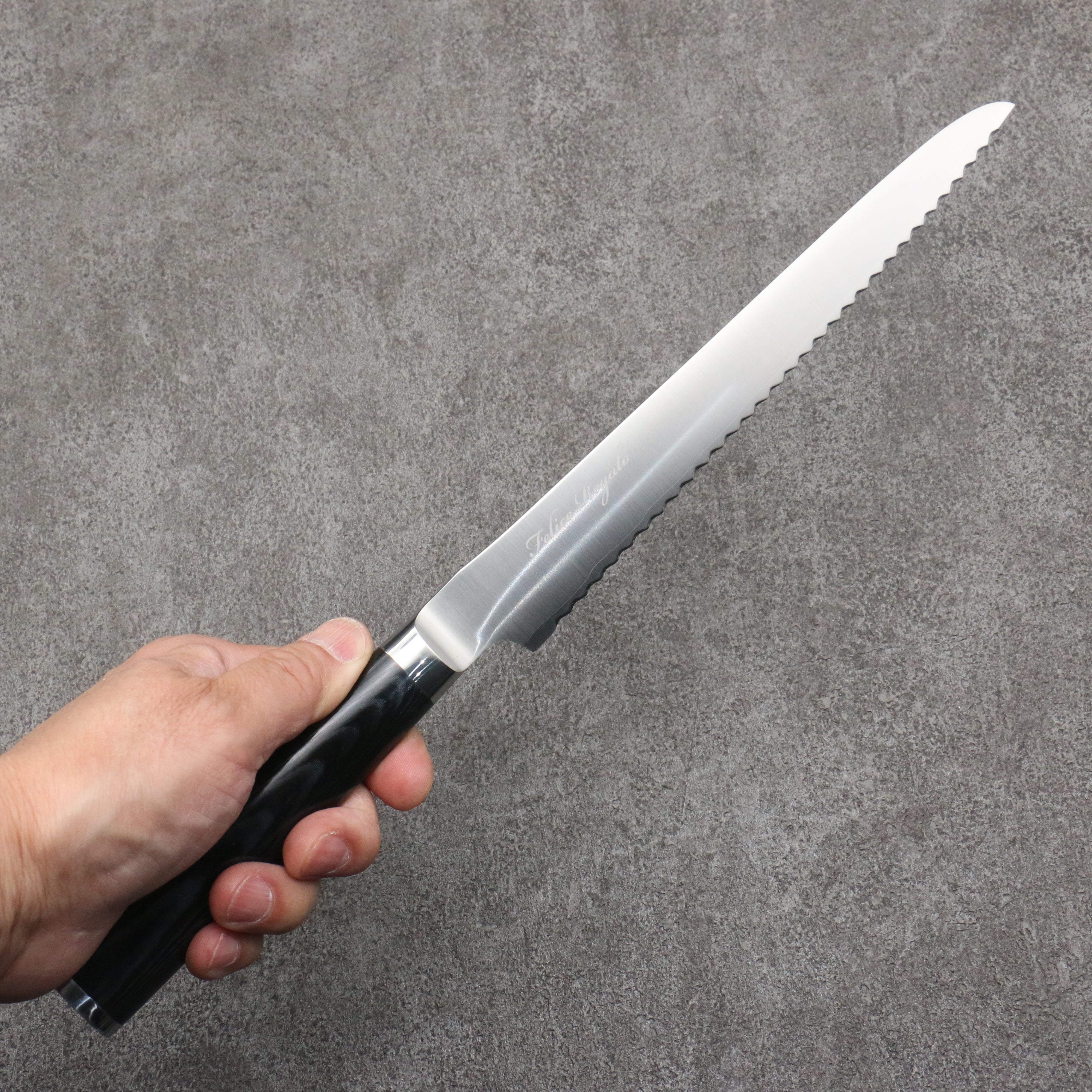 Ryusen Felice Regalo VG10 Bread Slicer 210mm Black Micarta Handle - Seisuke Knife