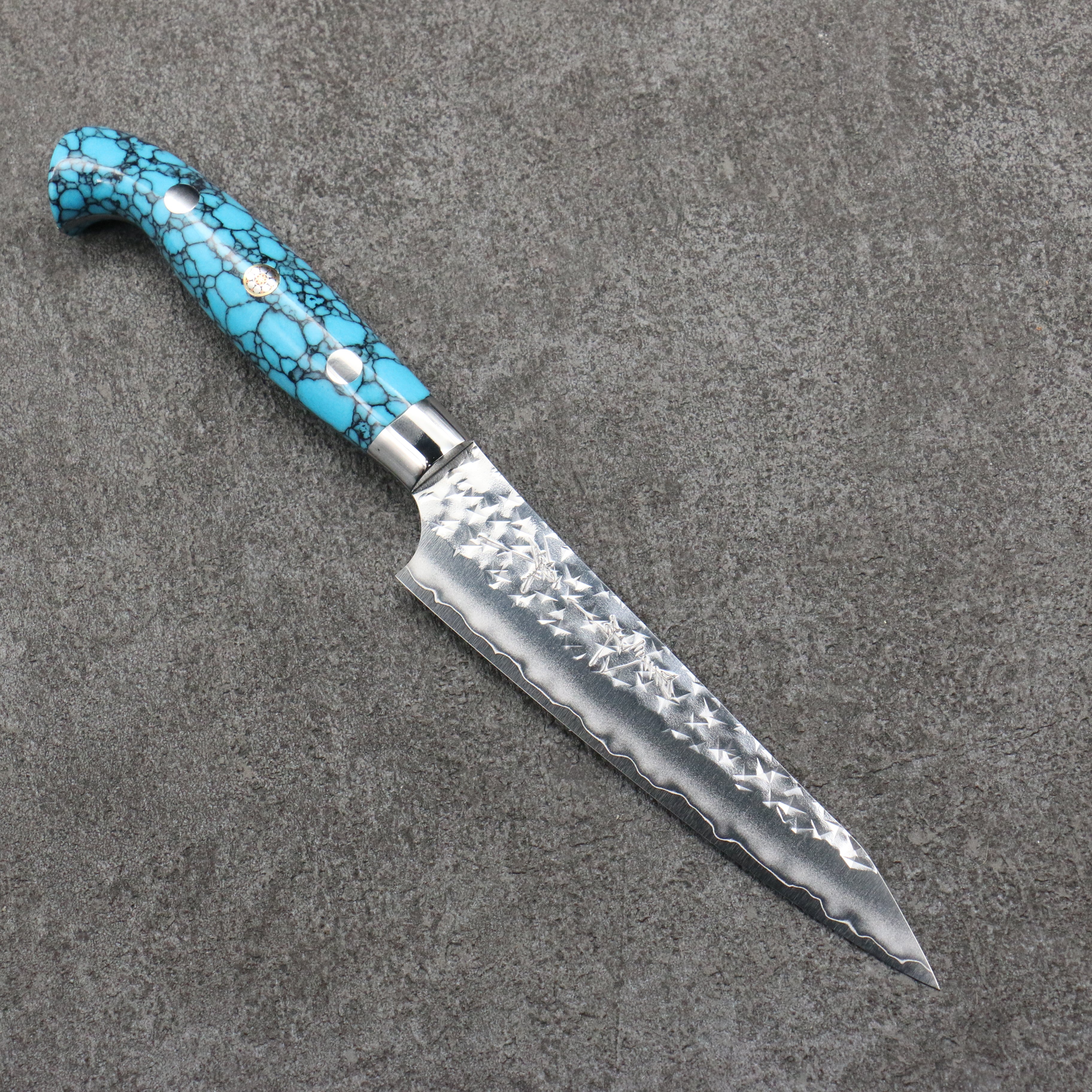 Yu Kurosaki Senko Ei SG2 Hammered Petty-Utility 130mm Turquoise Handle - Seisuke Knife